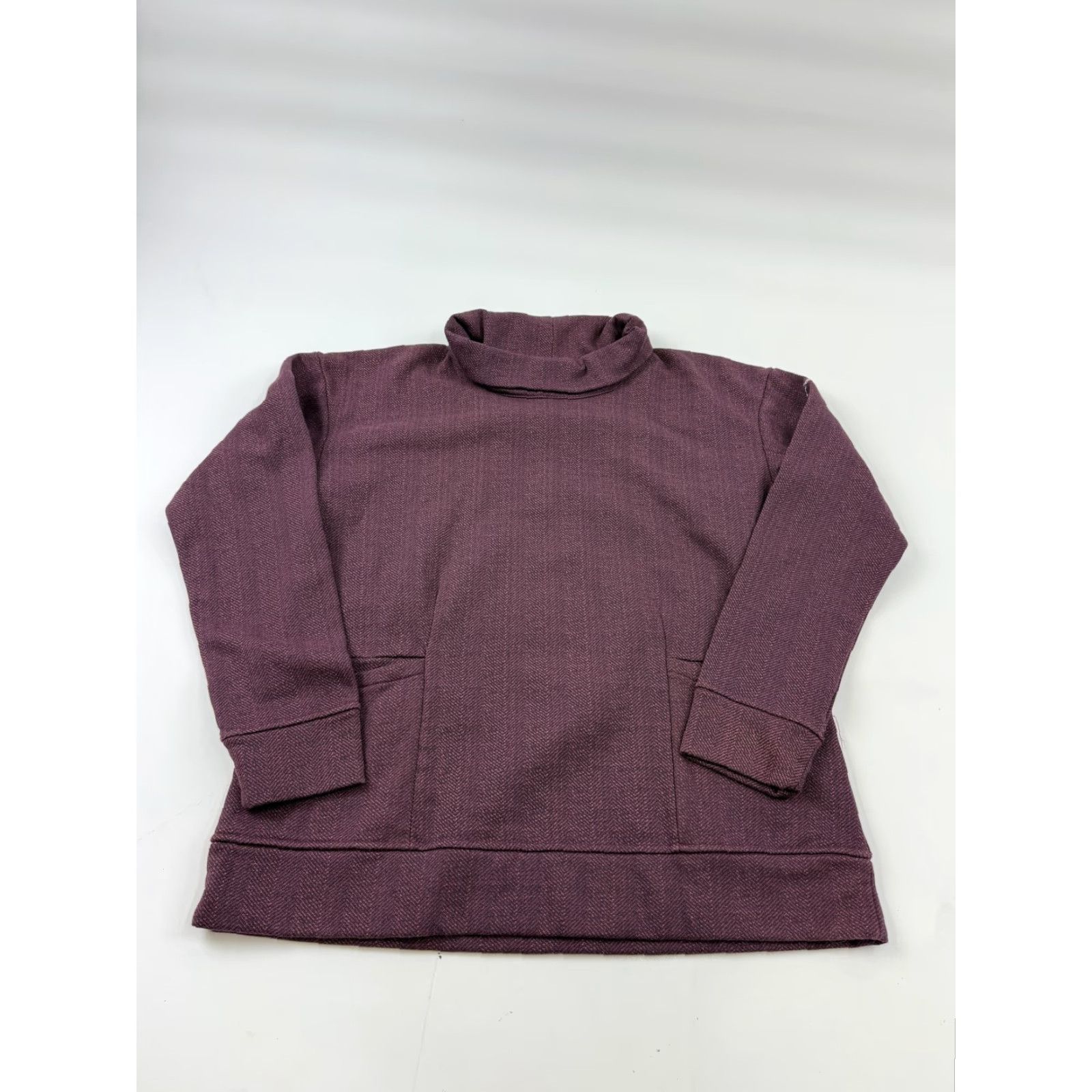 Vintage Columbia Shirt Womens Large Purple Herringbone Fleece Cowl Neck Tunic Top Size L / US 10 / IT 46 - 2 Thumbnail