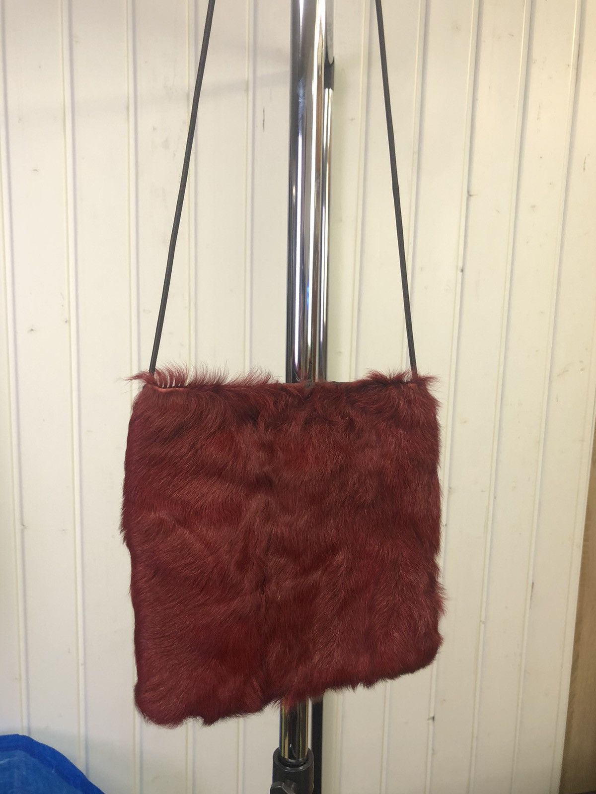 1999 Prada side bag crossbody red fur
