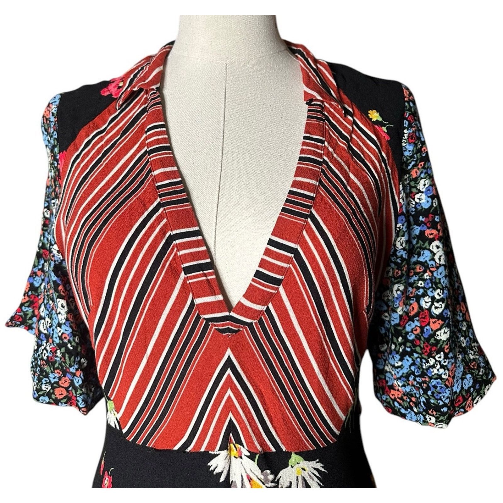 Free People Free People Mix It Up Printed Patchwork Mini Dress Boho 8 Size M / US 6-8 / IT 42-44 - 4 Thumbnail