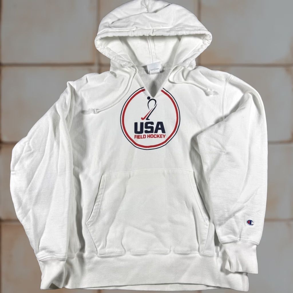 Champion White reverse weave terry cotton sweatshirt | Grailed