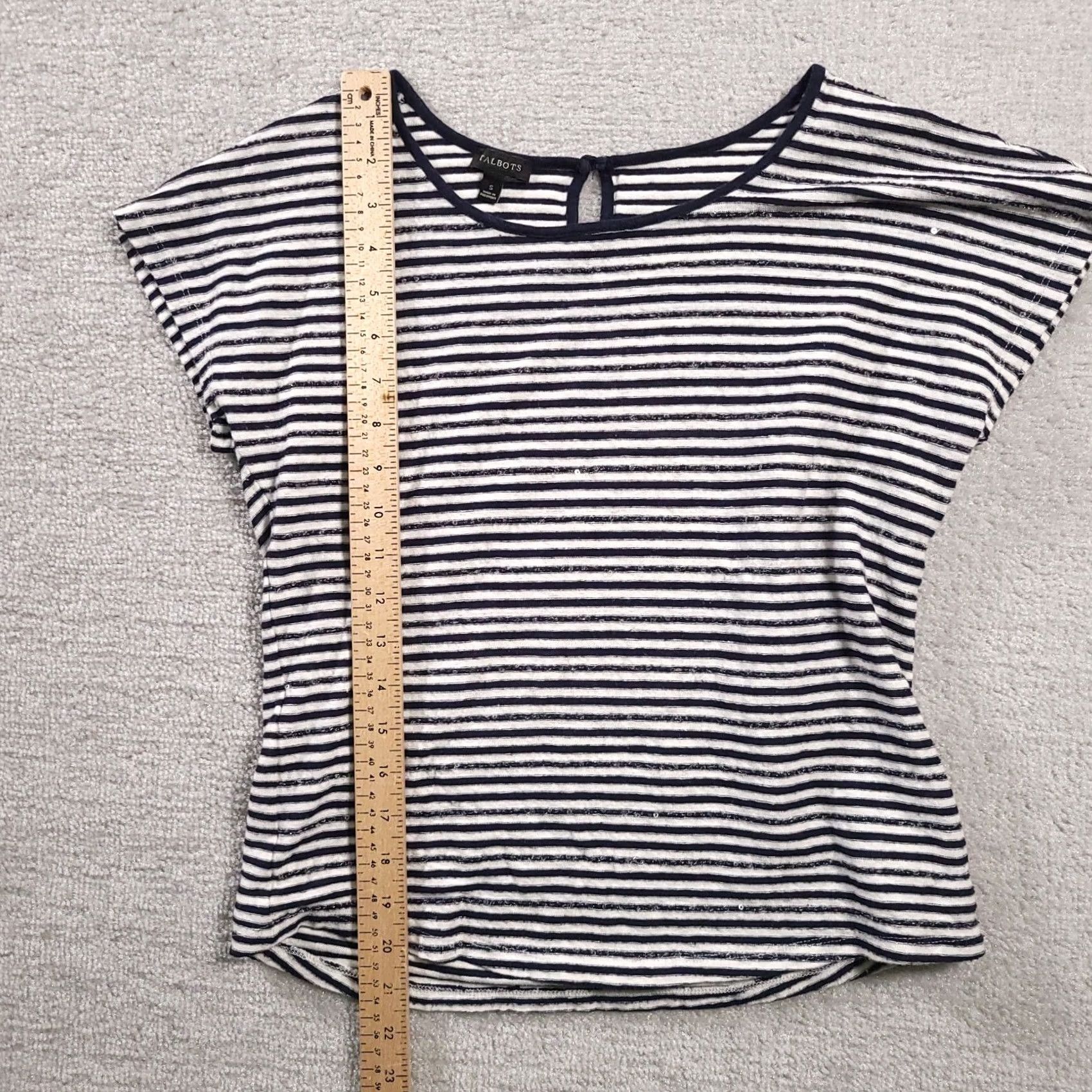 Talbots Talbots Top Striped Linen Blend Short Sleeve Blue White Size Small Womens Size S / US 4 / IT 40 - 5 Thumbnail