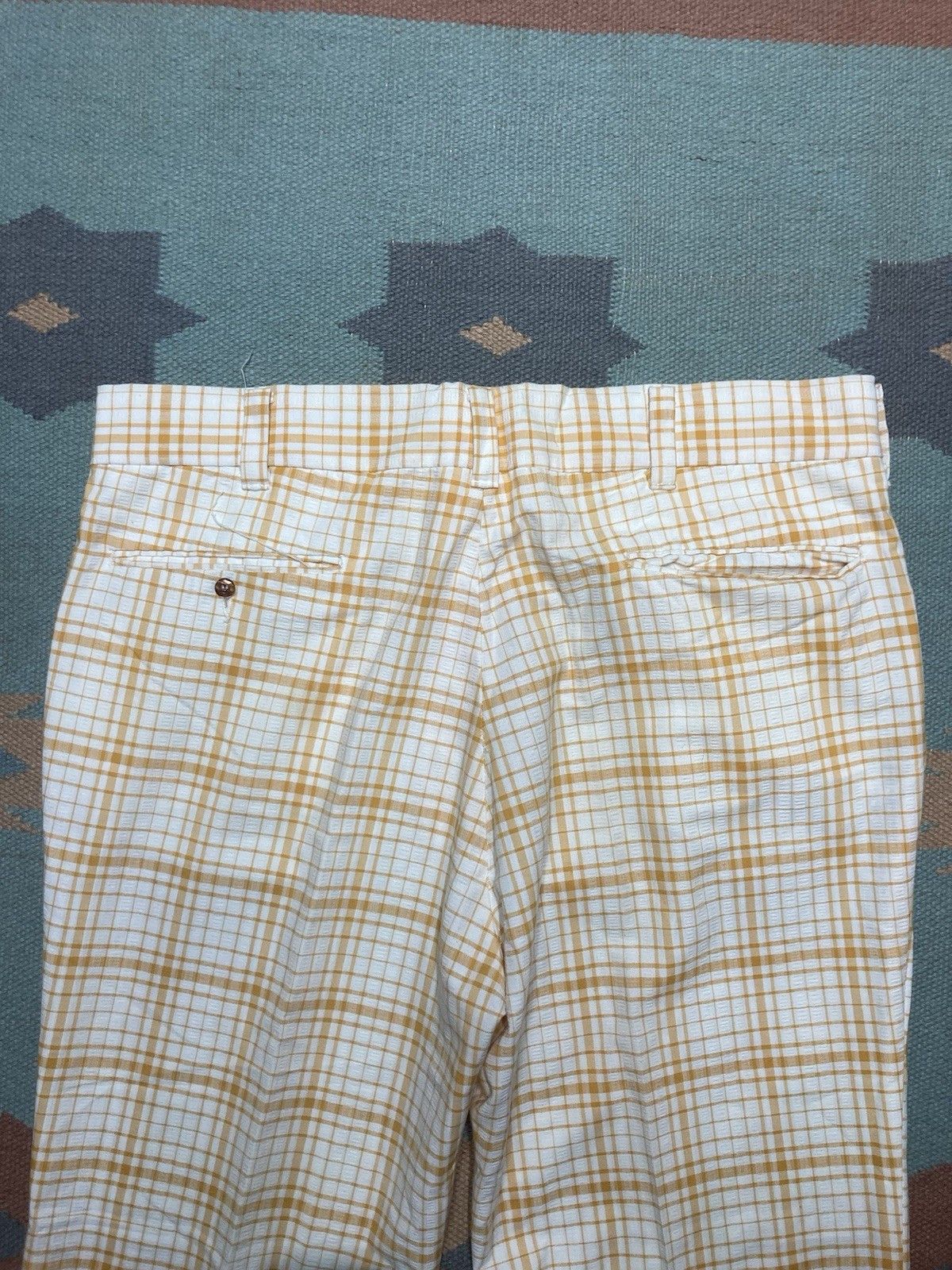 Vintage 70s flare bell bottom pants plaid lightweight disco 36x30 Size US 36 / EU 52 - 7 Thumbnail