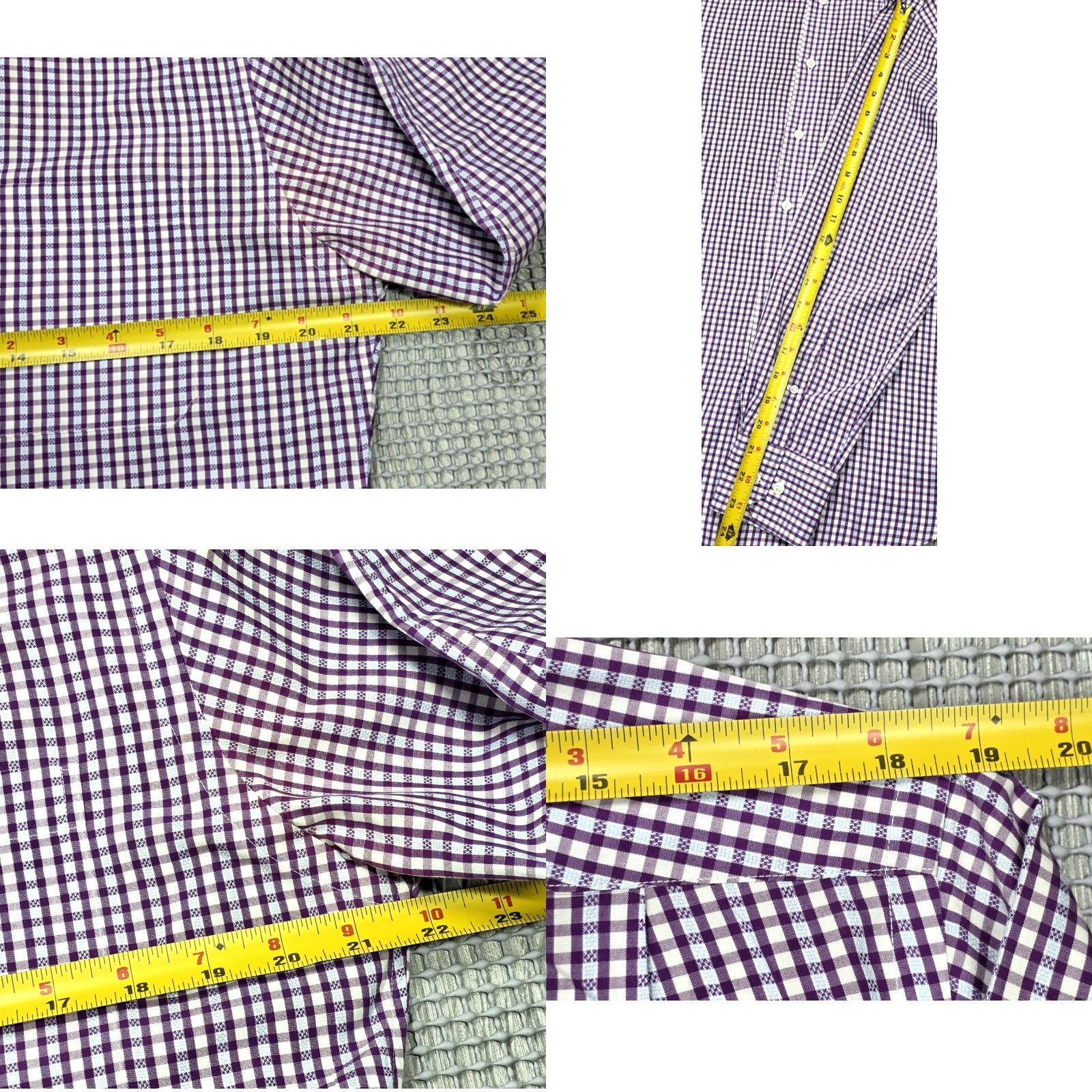Neiman Marcus VINTAGE Neiman Marcus Mens Slim Dress Shirt Purple Plaid 15.5 32/33 Button Up Shirt Size 42R - 9 Thumbnail