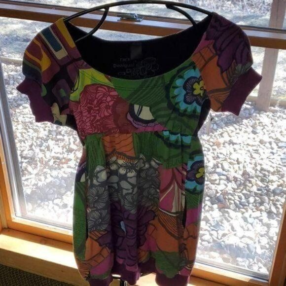 Desigual Desigual Banded Short Slv Pocket Multicolored Graphics Gathe Size S / US 4 / IT 40 - 5 Thumbnail