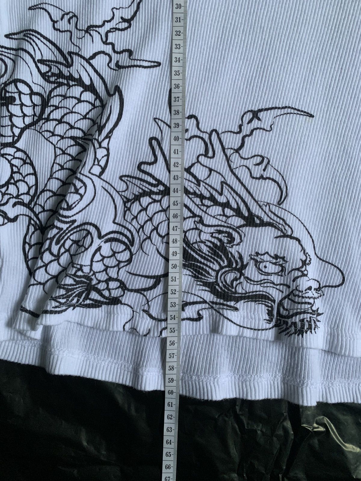 Japanese Brand Vintage Japan Y2K - Dig Deep Ribbed Dragon Print T Size US M / EU 48-50 / 2 - 13 Thumbnail