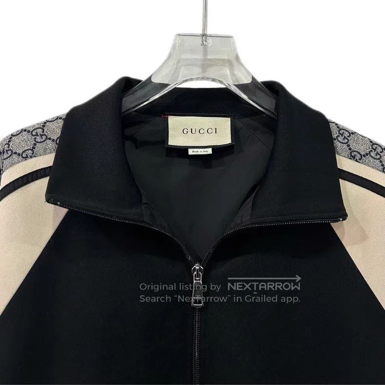 Gucci Gucci Black side stripe logo jacquard lapel zipper long-sl Size US L / EU 52-54 / 3 - 3 Thumbnail