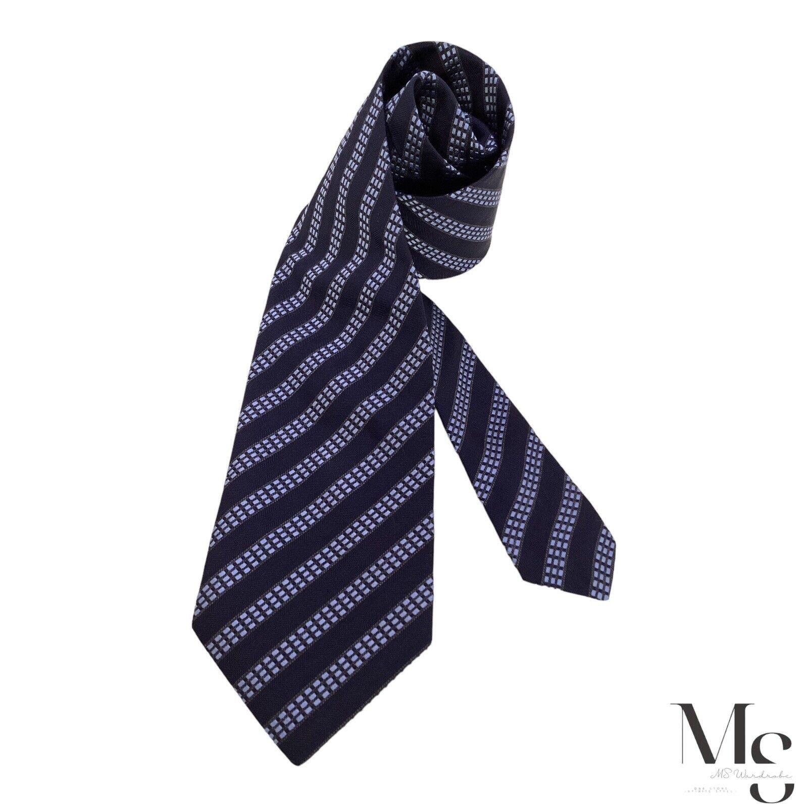 Armani ARMANI COLLEZIONI Navy Blue Striped Silk Tie Italy W:3.75" Size ONE SIZE - 1 Thumbnail