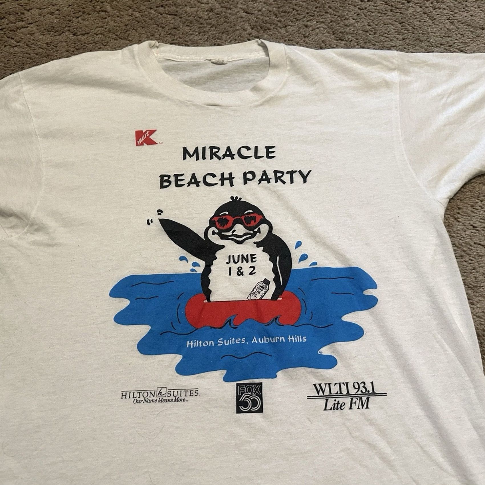 Vintage VINTAGE Screen Stars Shirt Men M Miracle Beach Party Radio 80s White Short Sleeve T-Shirt Size US M / EU 48-50 / 2 - 2 Thumbnail