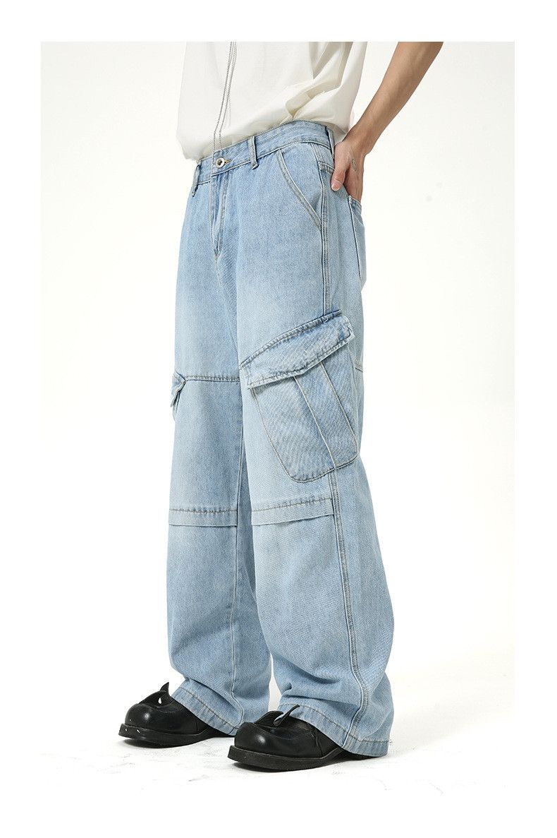 Japanese Brand × Vintage Street Retro Raw Edge Embroidery Baggy Jeans Size US 33 - 8 Thumbnail