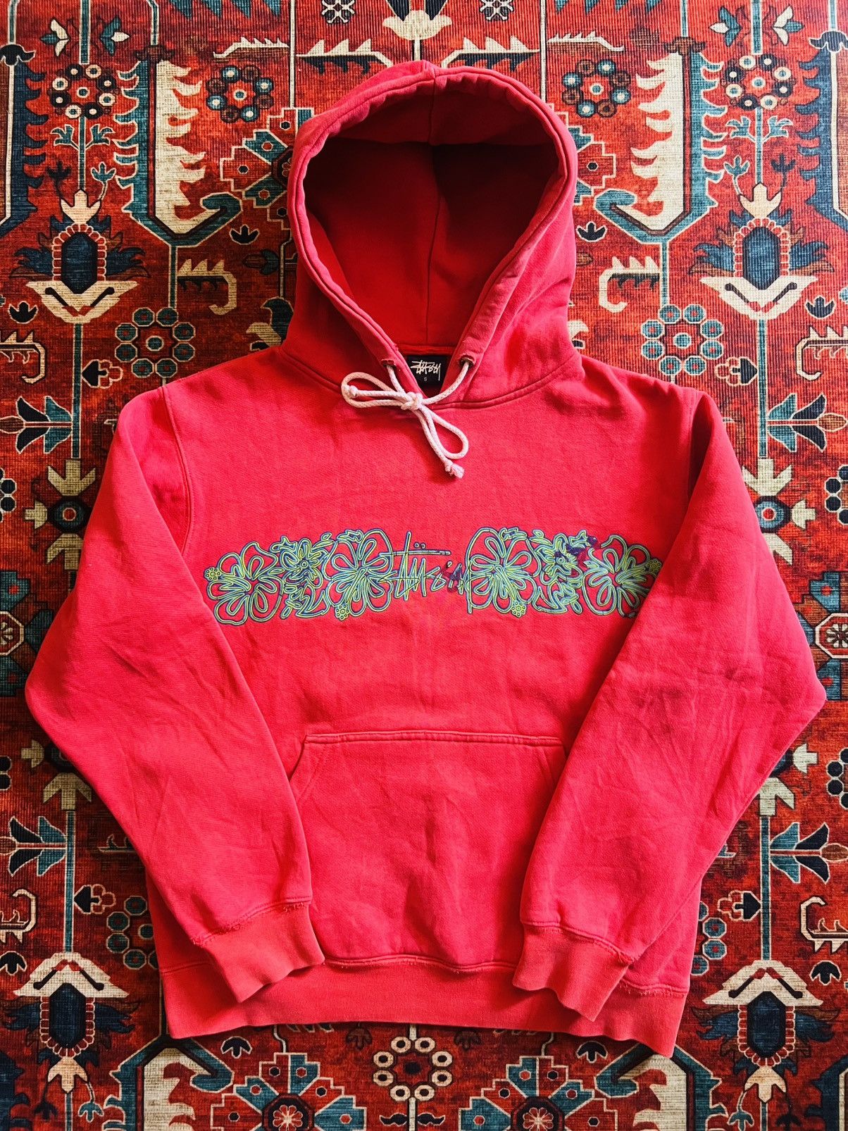 Stussy Vintage Stussy Tropical Hibiscus Pink Pullover Hoodie Size US S / EU 44-46 / 1 - 2 Thumbnail