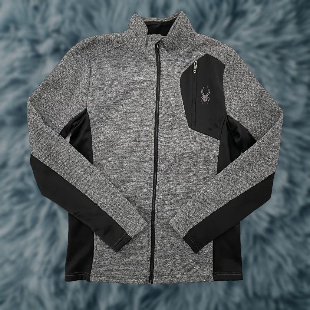 Spyder Spyder Jacket Mens Zip Fleece Full Zip Gray Black Adult S Size Regular Logo Pocket Stand-Up Collar Size US S / EU 44-46 / 1 - 1 Thumbnail