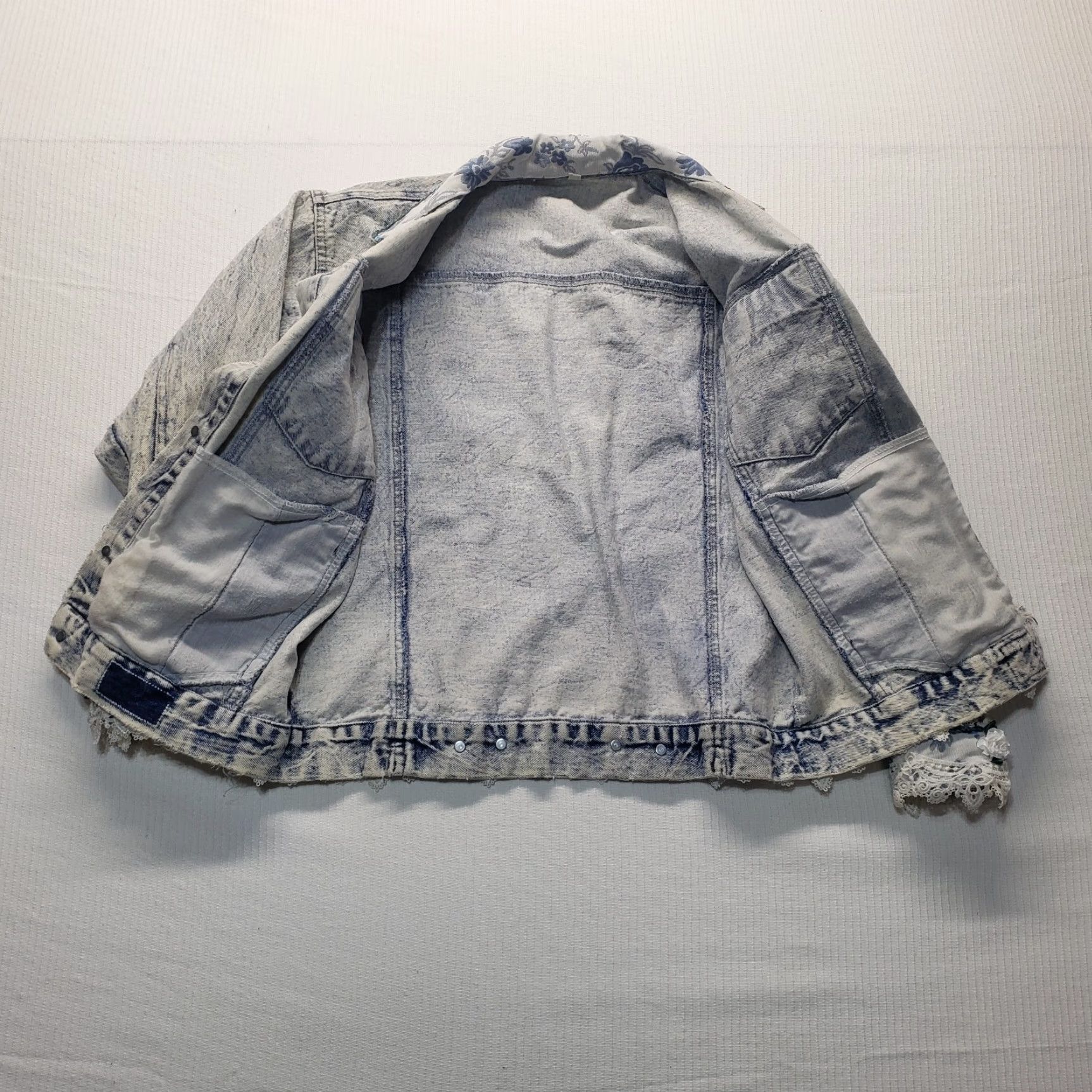 Denime Unbranded Denim Coat Sport Jacket Blue Floral Lace Button Victorian Style M Women Size M / US 6-8 / IT 42-44 - 3 Thumbnail