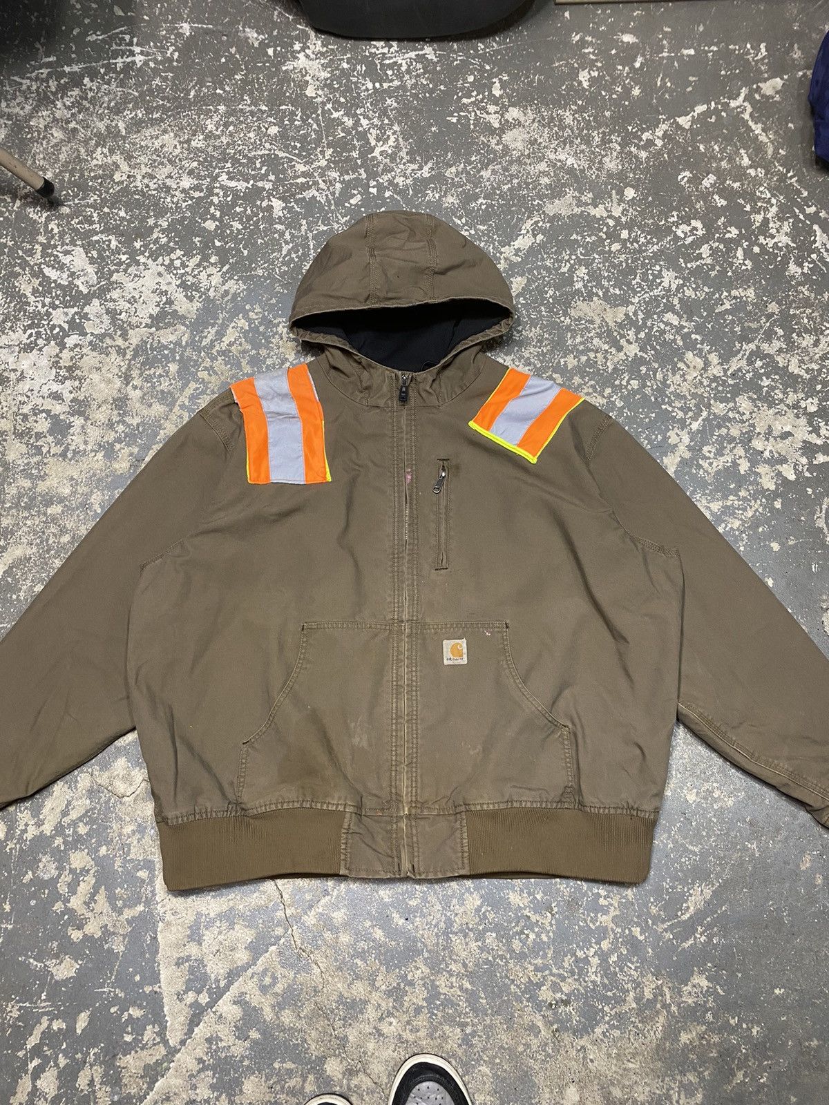 Carhartt × Vintage Vintage Carhartt Tan Reflective Hooded Active Jacket Size US XXL / EU 58 / 5 - 3 Thumbnail