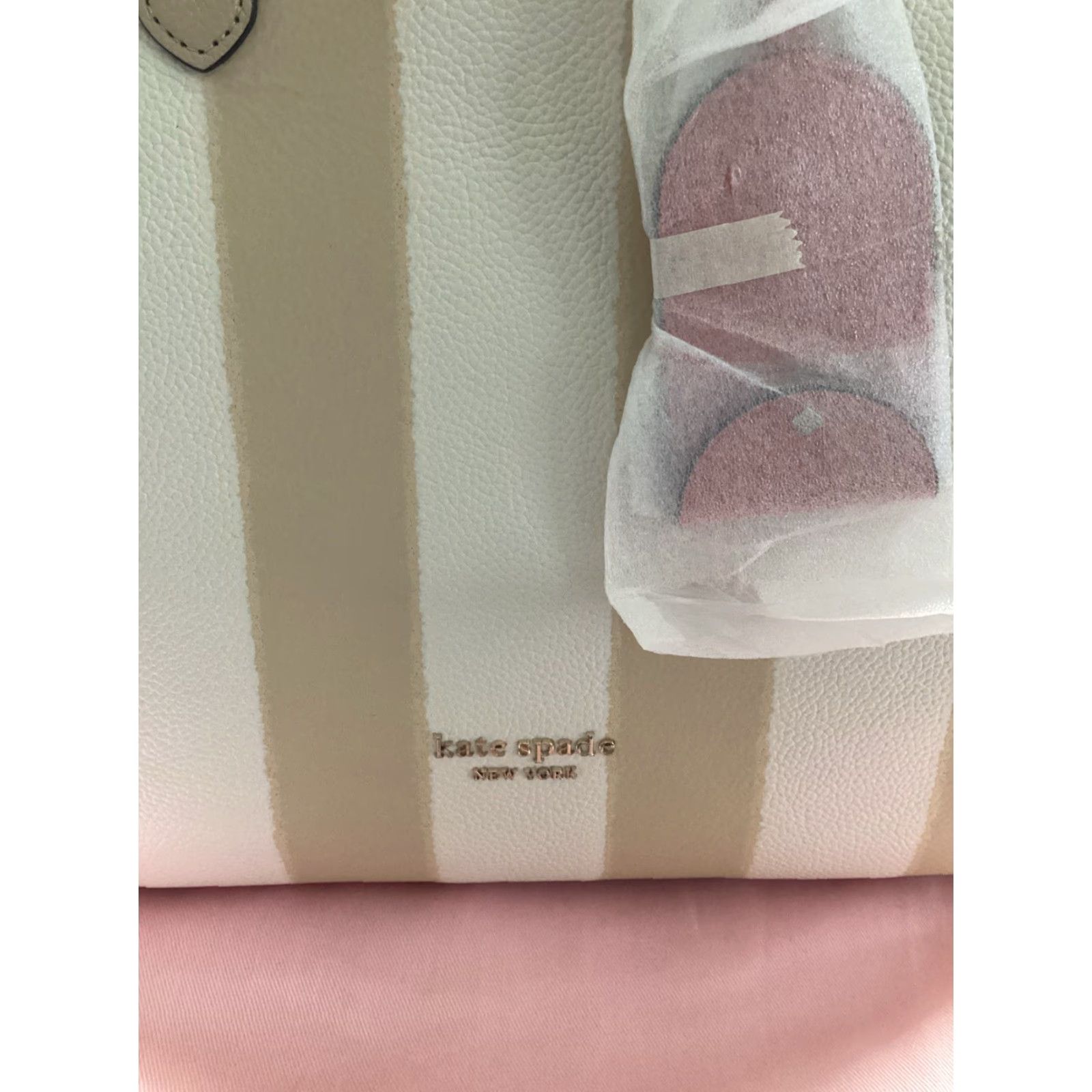 Vintage VINTAGE Kate Spade Avenue Awning Stripe Medium Satchel Warm Stone NWT Dust Bag Size ONE SIZE - 2 Thumbnail