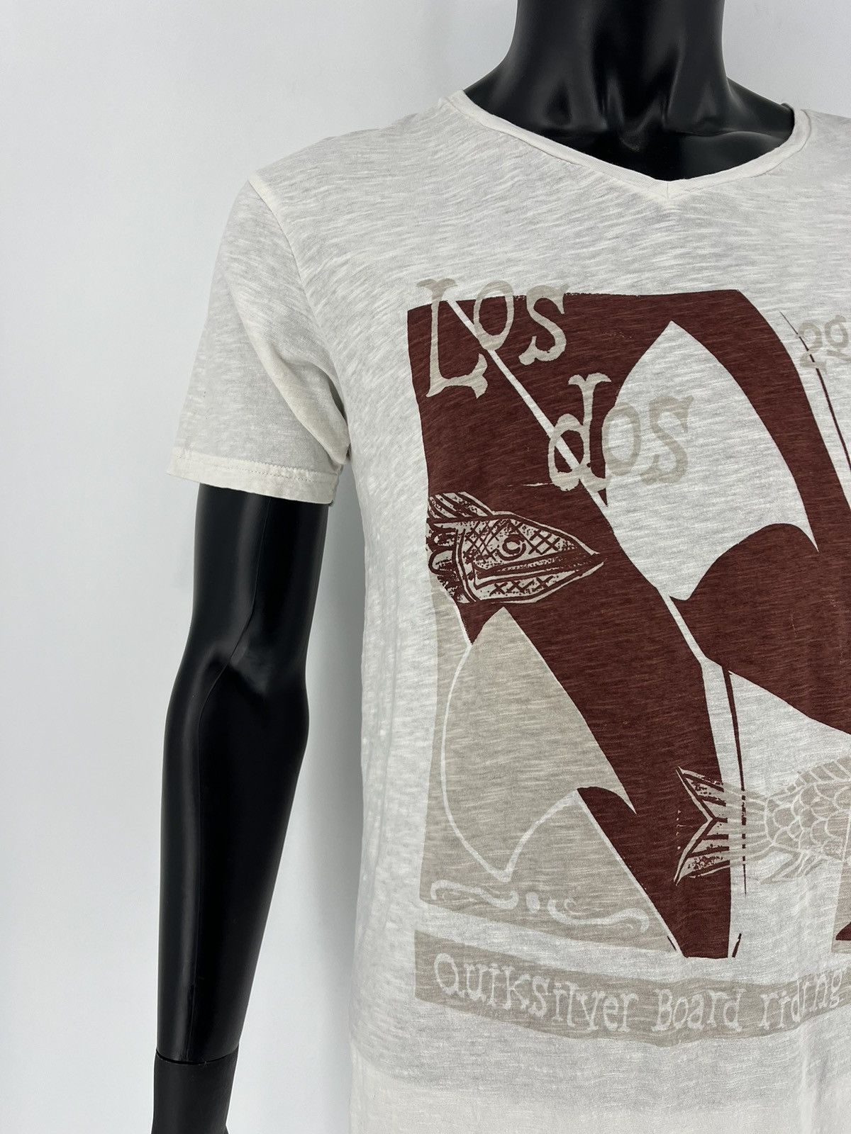 Quiksilver × Vintage Vintage Quiksilver Y2K Logo Light White Tee Shirt Surf Size US S / EU 44-46 / 1 - 7 Thumbnail