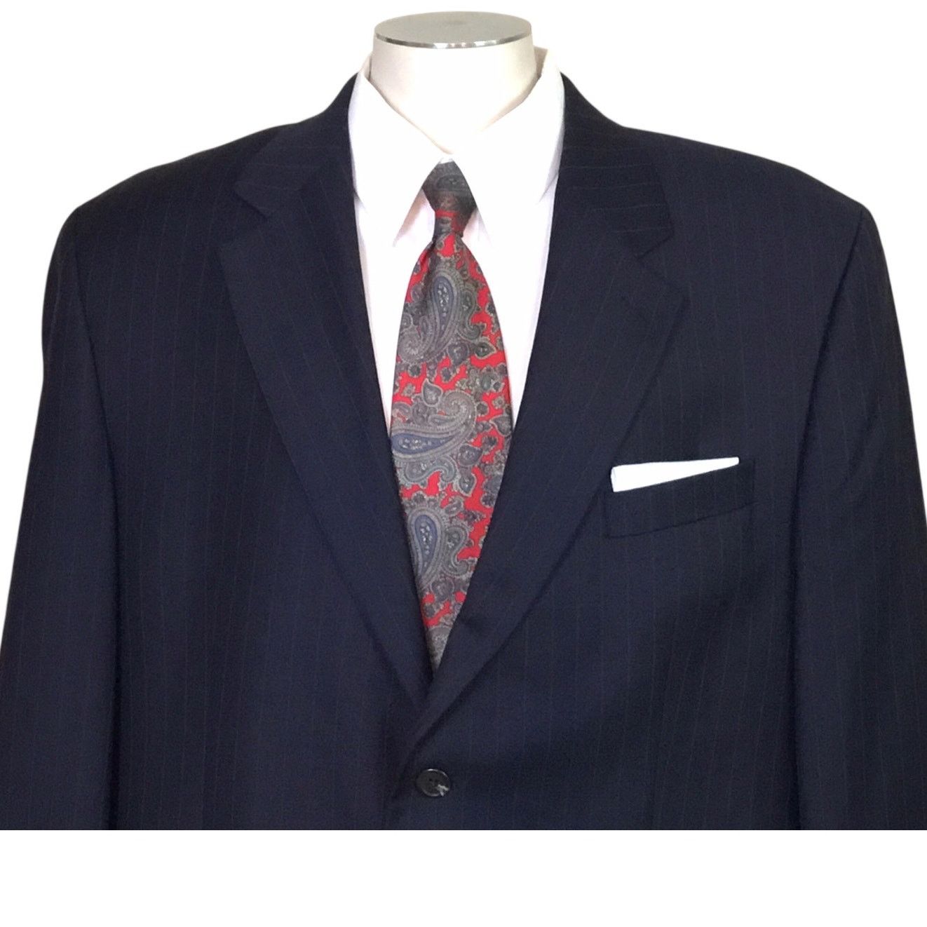 Chaps Ralph Lauren Chaps Navy Blue Pinstripe Suit Coat 46 Regular Size US XL / EU 56 / 4 - 2 Thumbnail