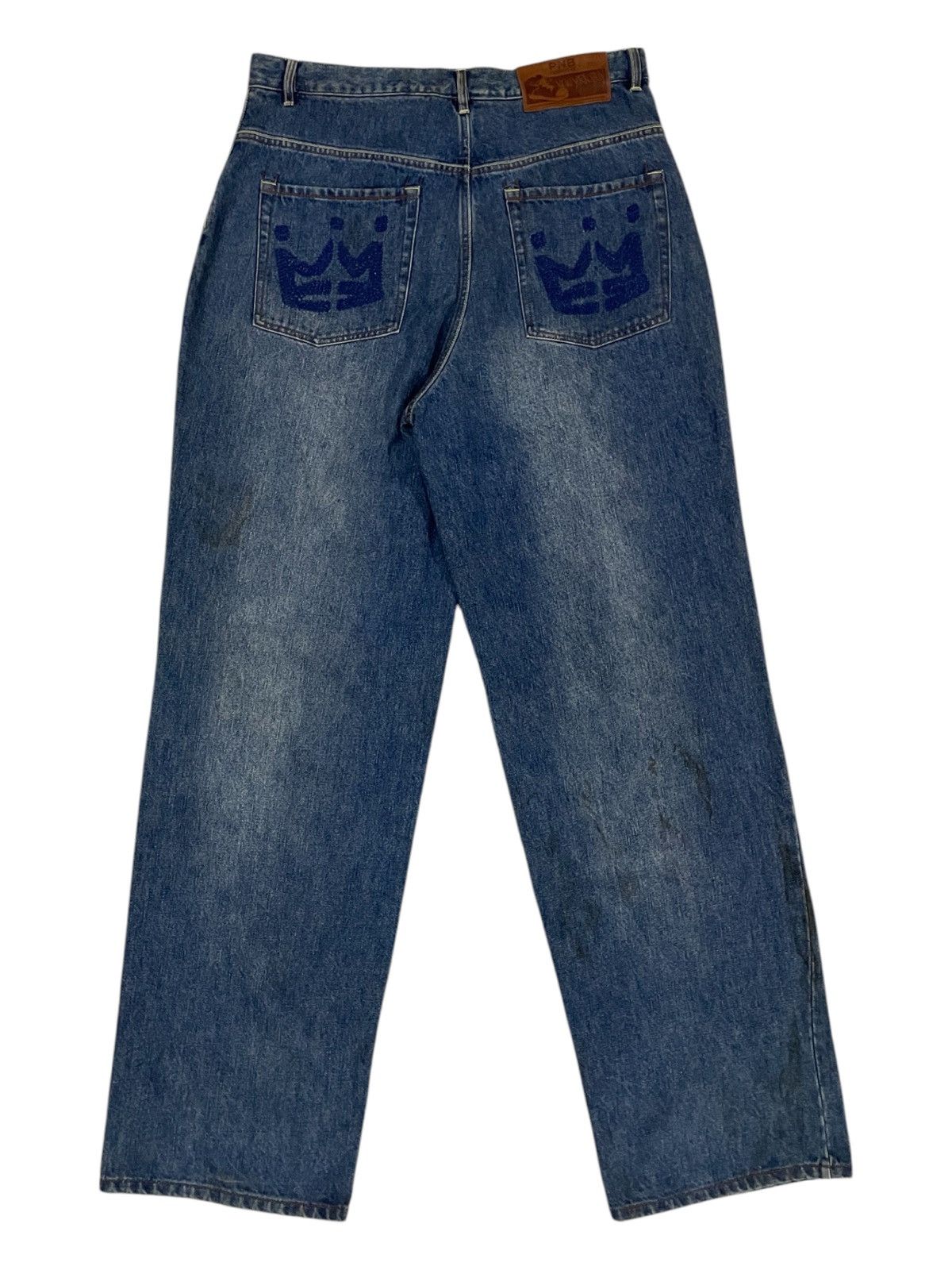 Eminem × Fubu × JNCO Y2K Eminem PNB Nation Embroidery Pockets Hip Hop Baggy Jeans Size US 34 / EU 50 - 2 Thumbnail