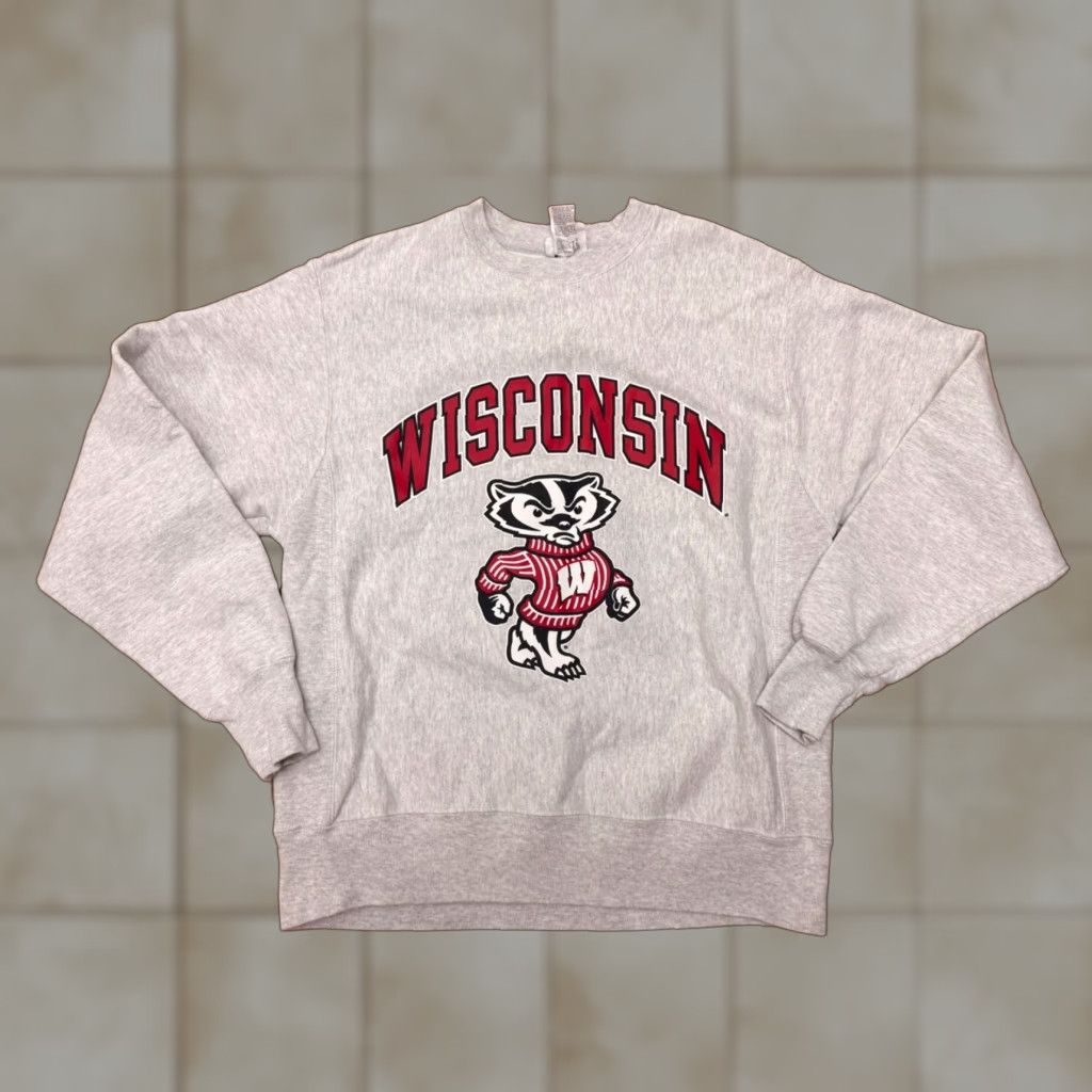 Champion VINTAGE Champion Reverse Weave Mascot Wisconsin Badgers Sweatshirt Reversible Size M Gray 90s Mens Size US M / EU 48-50 / 2 - 1 Thumbnail