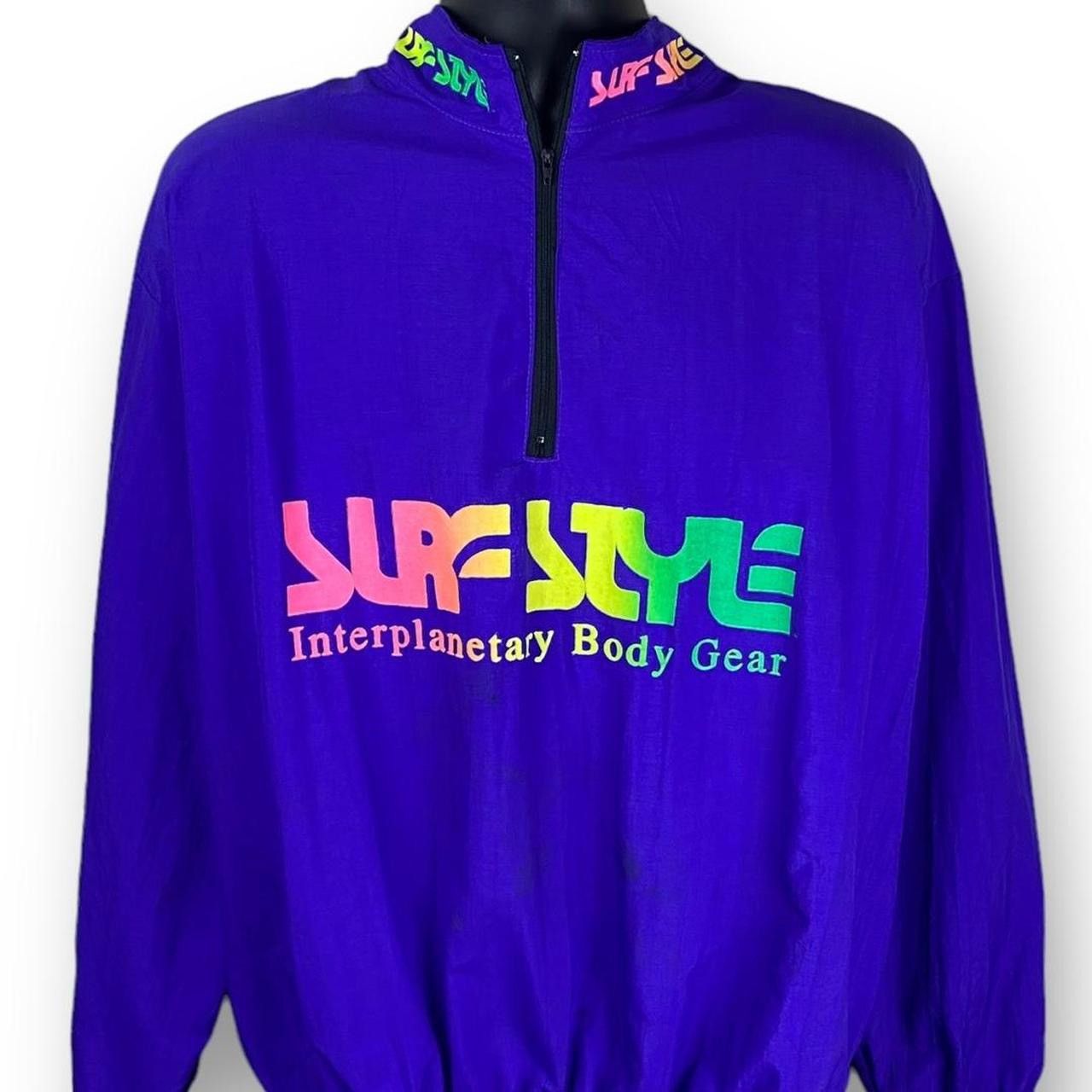 Vintage 90s Windbreaker SURF STYLE Jacket Neon Iridescent Purple