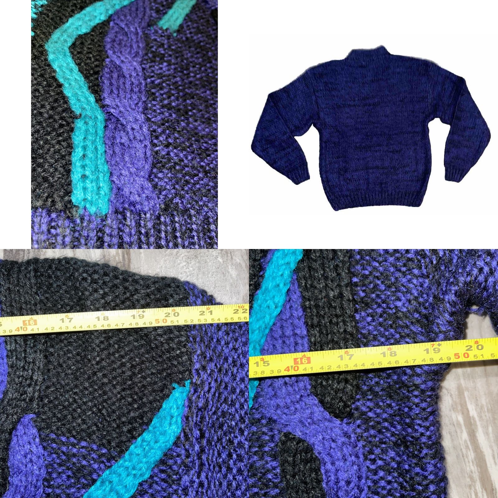 Etro VINTAGE City Streets Sweater Shirt Unisex XL Black Purple Teal 1990s Retro Knit Acrylic Size US XL / EU 56 / 4 - 9 Thumbnail