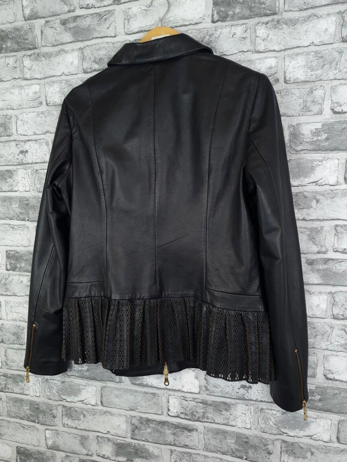 Roberto Cavalli Cavalli Class Leather Jacket Uk 14 Black Rare Coat Size L / US 10 / IT 46 - 6 Thumbnail