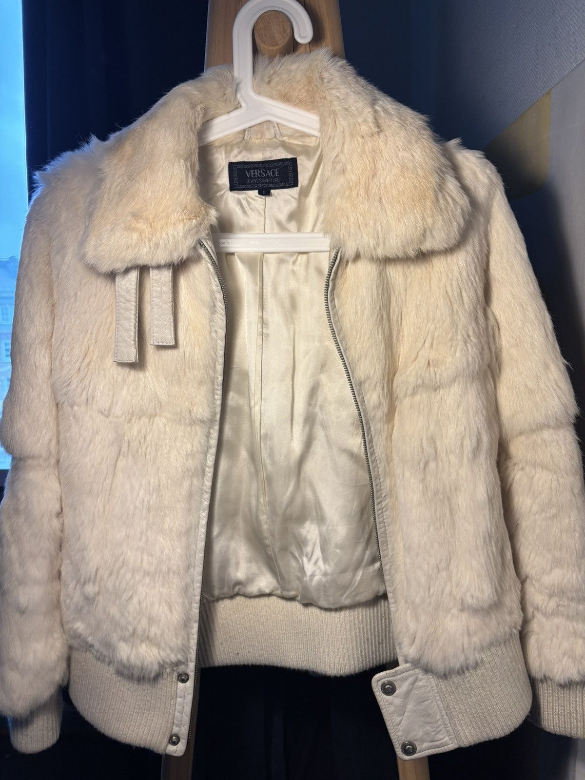 Versace Jeans Couture White rabbit fur vintage Versace Jeans Couture jacket Size XS / US 0-2 / IT 36-38 - 1 Thumbnail