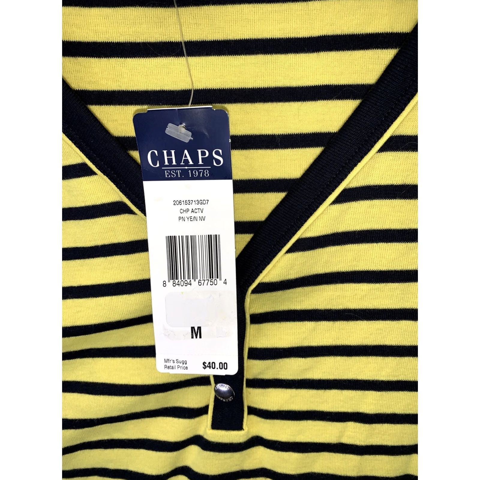Chaps Chaps Tank Top Womens M Blue Yellow NWT Striped Sleeveless V-Neck Casual Shirt 100% Cotton Modern Basic Size M / US 6-8 / IT 42-44 - 3 Thumbnail