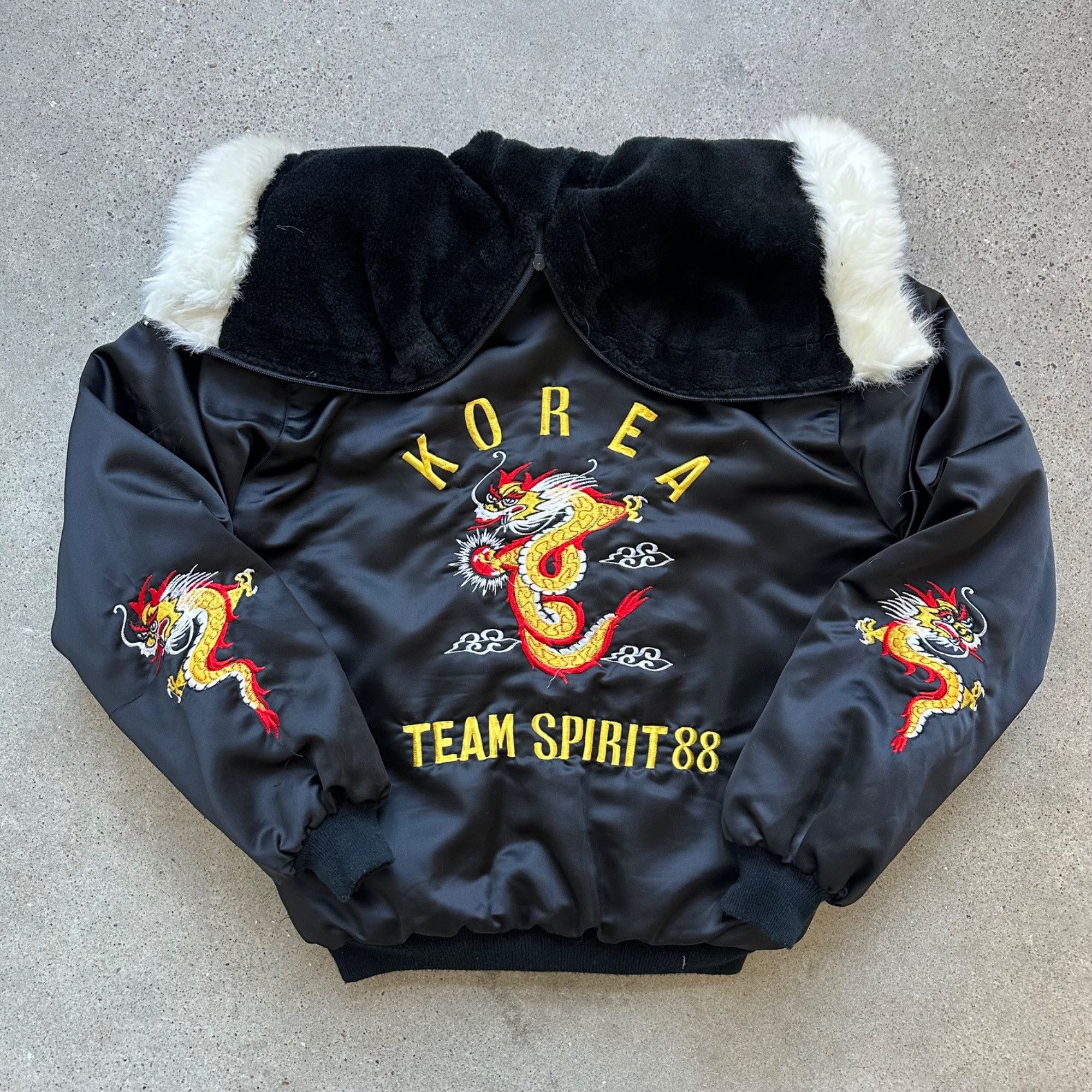 Vintage 1988 Military Korean Souvenir Bomber Jacket Black