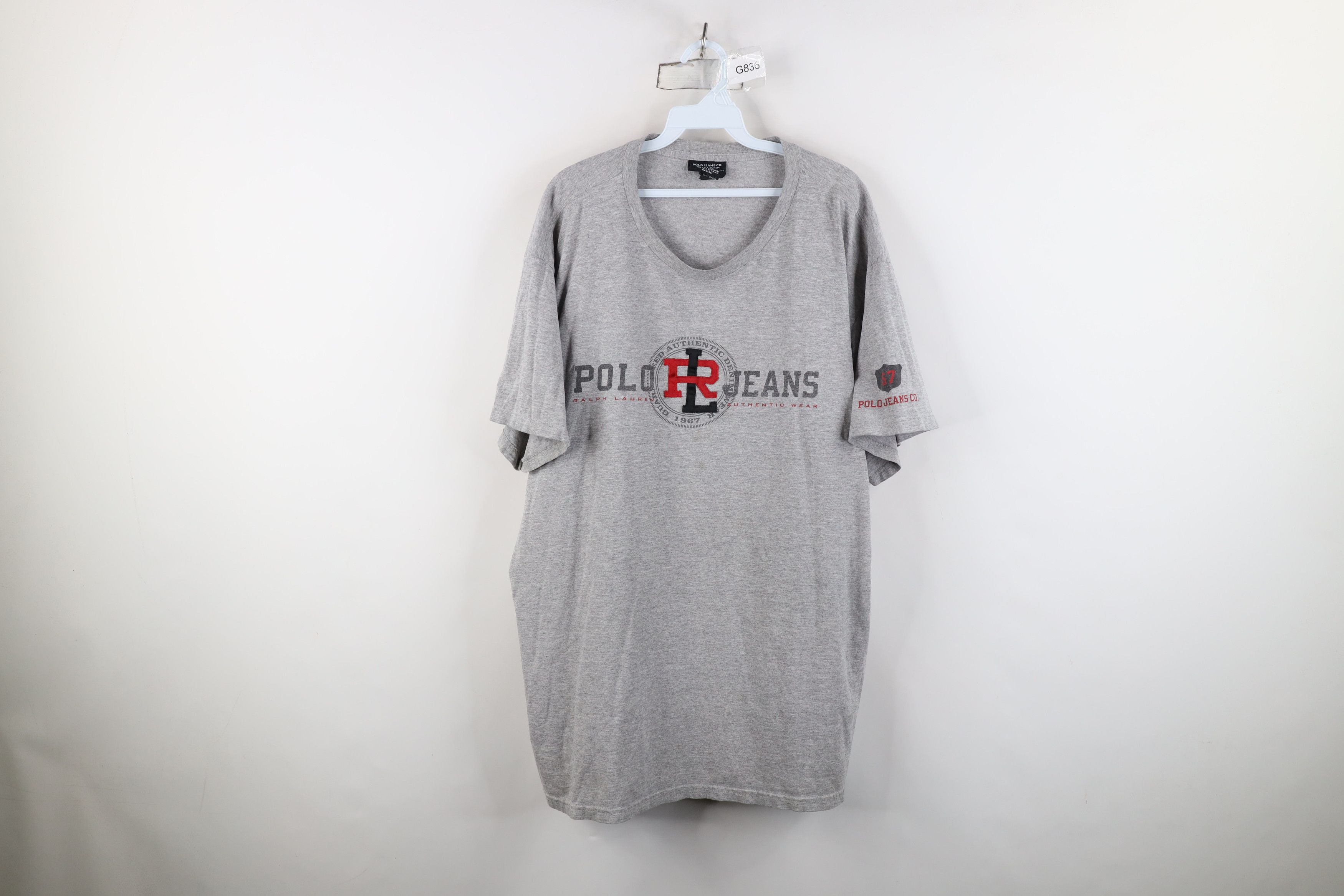 Ralph Lauren Vintage 90s Ralph Lauren Spell Out T-Shirt Heather Gray Size US XXL / EU 58 / 5 - 1 Thumbnail