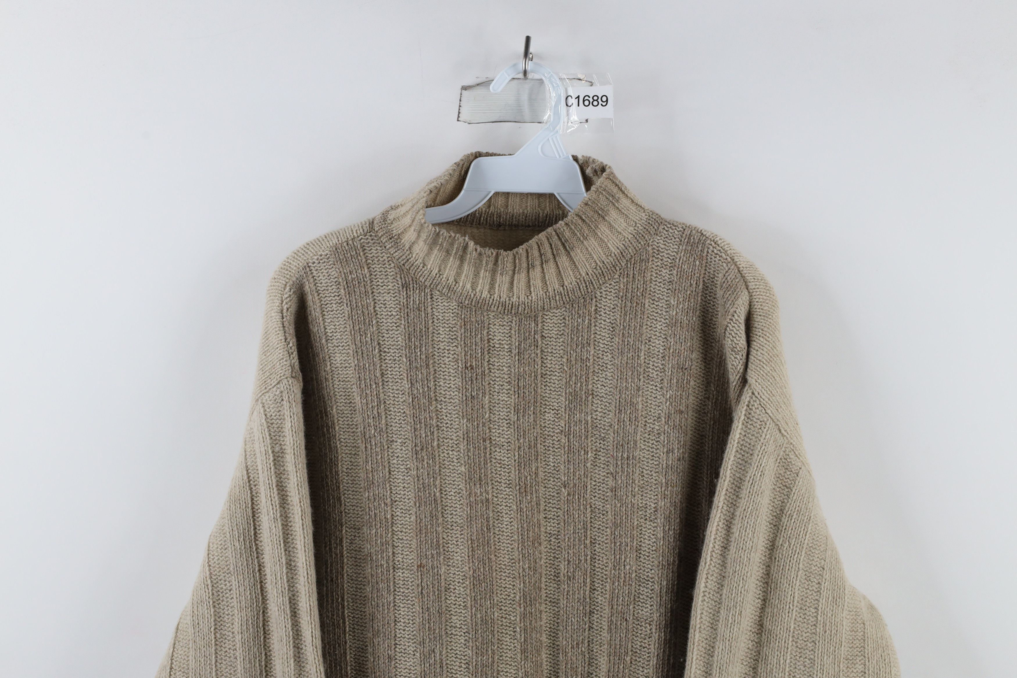 Vintage Vintage 90s Streetwear Chunky Ribbed Knit Mock Neck Sweater Size US L / EU 52-54 / 3 - 2 Thumbnail