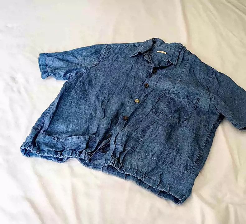 Kapital Kapital Blue linen short-sleeved shirt Size US M / EU 48-50 / 2 - 1 Thumbnail