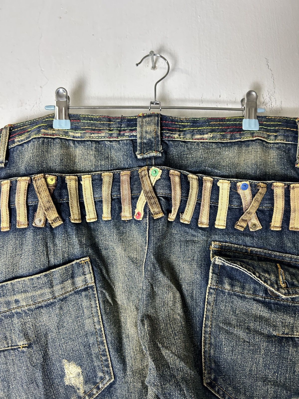 Japanese Brand Breath Mint Double Waist Jeans Sick Faded Bondage Punk Size US 33 - 14 Thumbnail