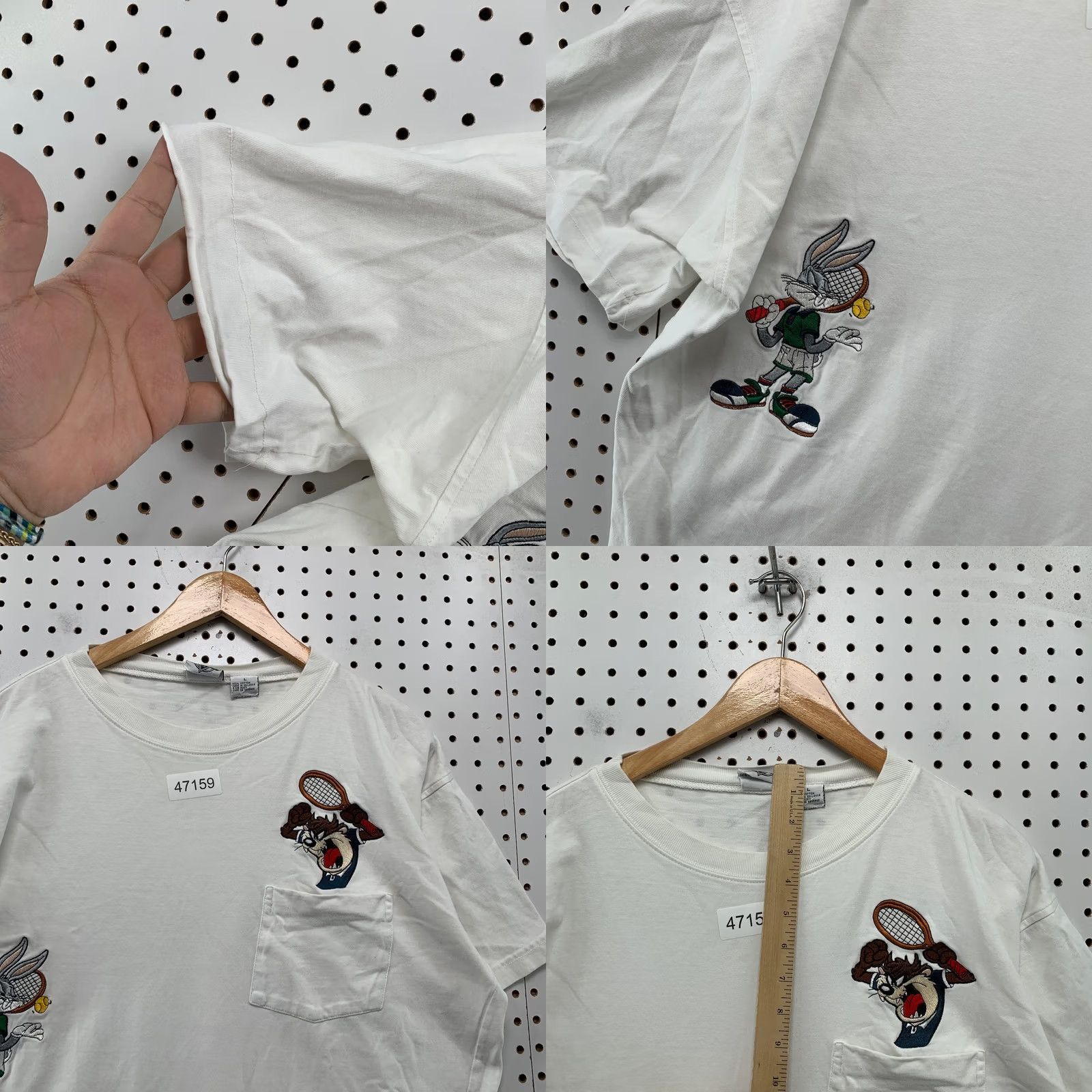 Vintage VINTAGE Bugs Bunny Shirt Mens Large White Pocket Embroidered Tennis Size US L / EU 52-54 / 3 - 8 Thumbnail