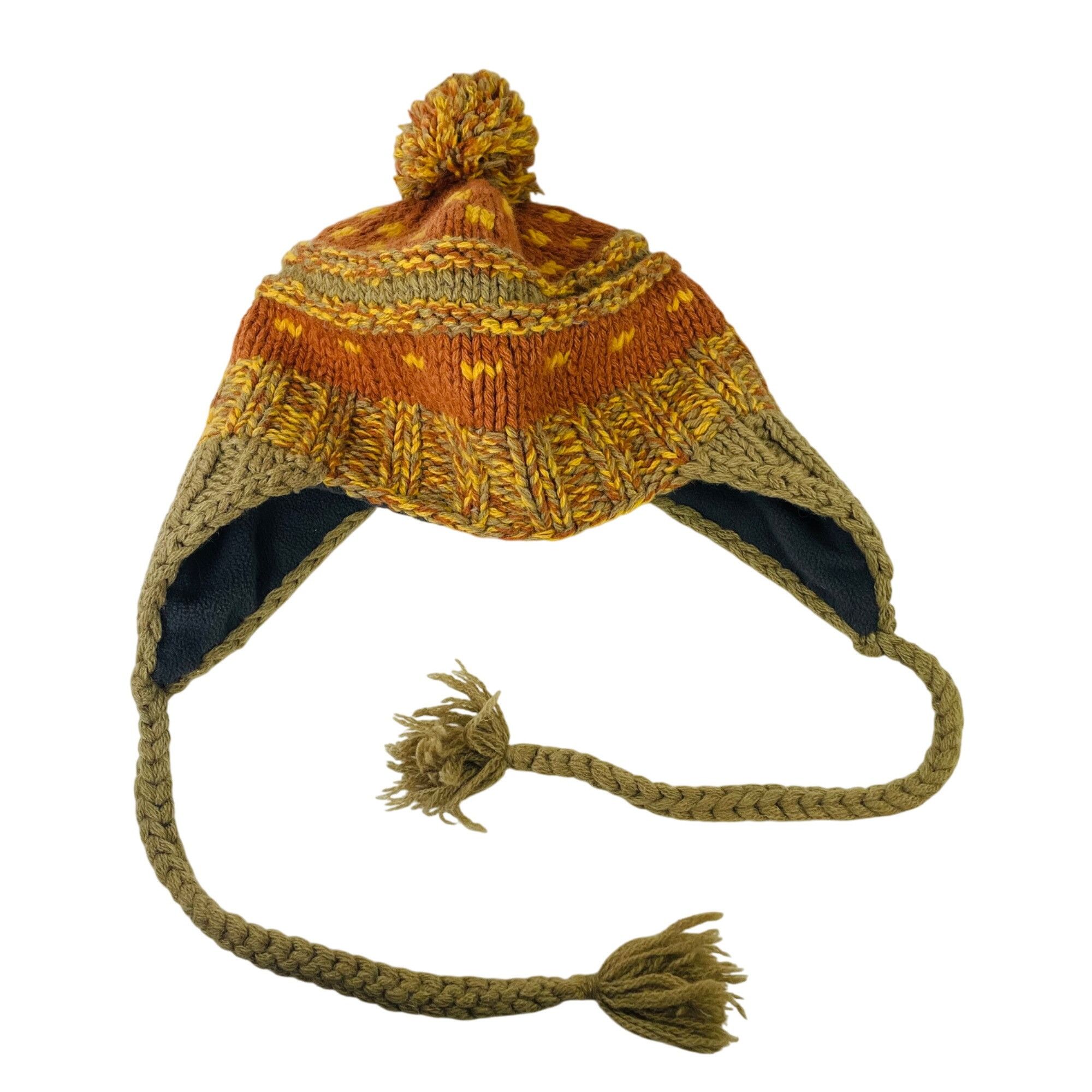 Other Seirus Lambswool Knit Hat W Pom Braided Tassel Orange Olive Size ONE SIZE - 5 Thumbnail