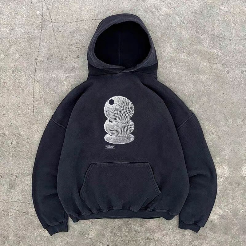 Japanese Brand × Vintage Black street trend eyeball print hoodie y2k Size US L / EU 52-54 / 3 - 1 Thumbnail
