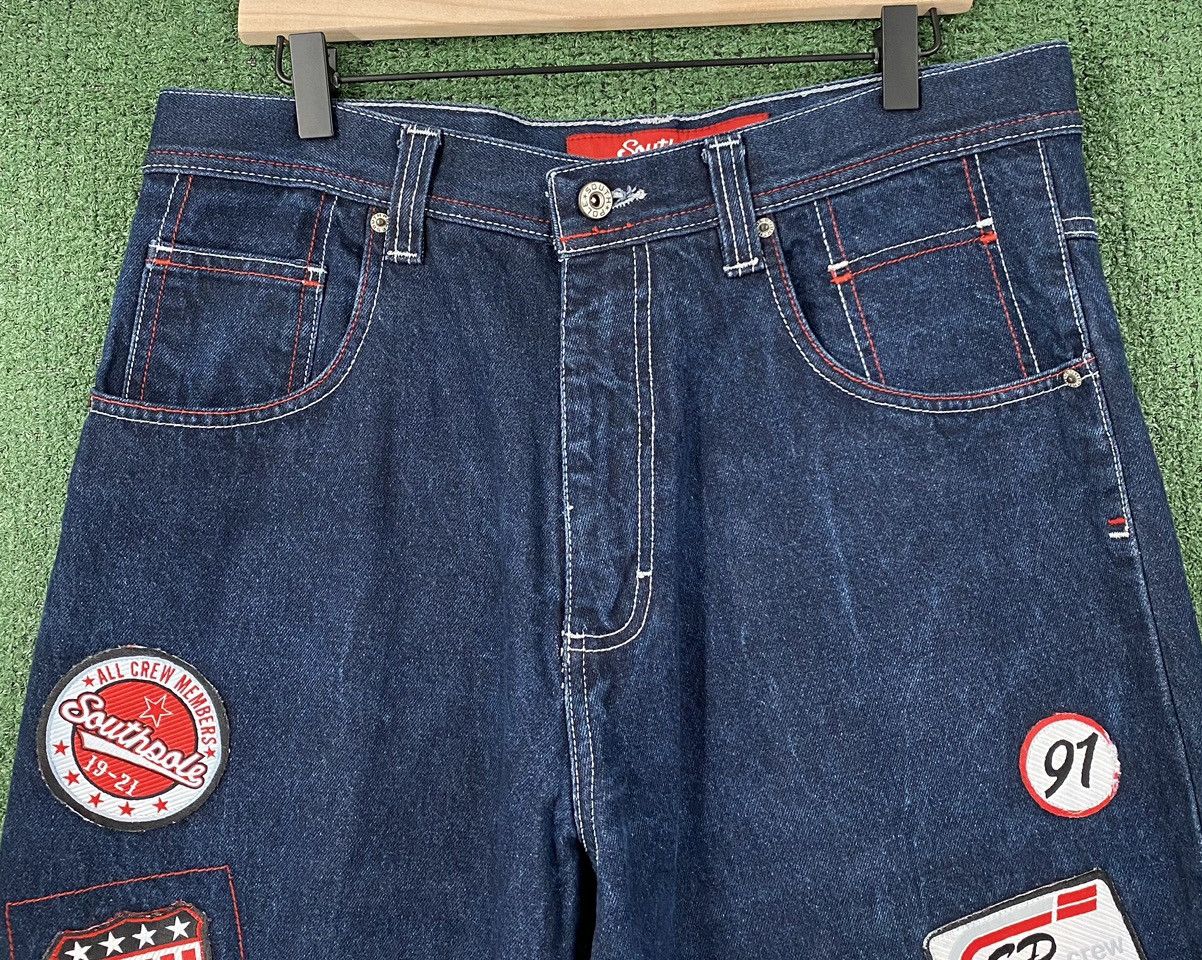 Southpole Vintage Y2K South Pole Baggy Wide Leg Patched Jeans Sz 33 Size US 33 - 3 Thumbnail