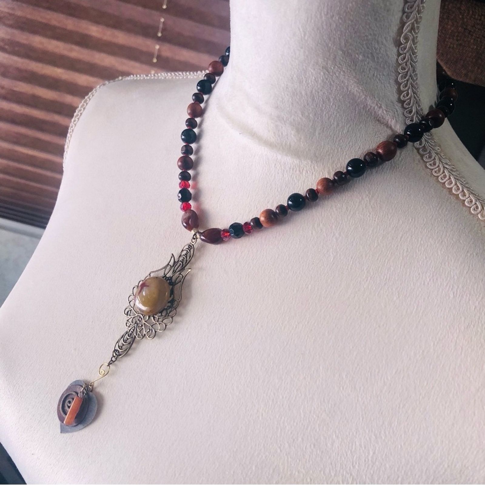 Handmade Handcrafted genuine stone mookaite black onyx necklace Size ONE SIZE - 3 Thumbnail