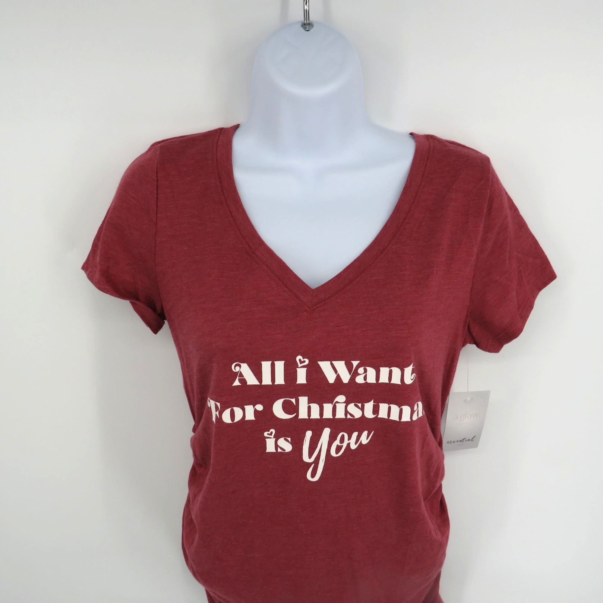 Other "All I Want For Christmas Is You" Wine V-Neck Maternity T-Sh Size XS / US 0-2 / IT 36-38 - 3 Thumbnail