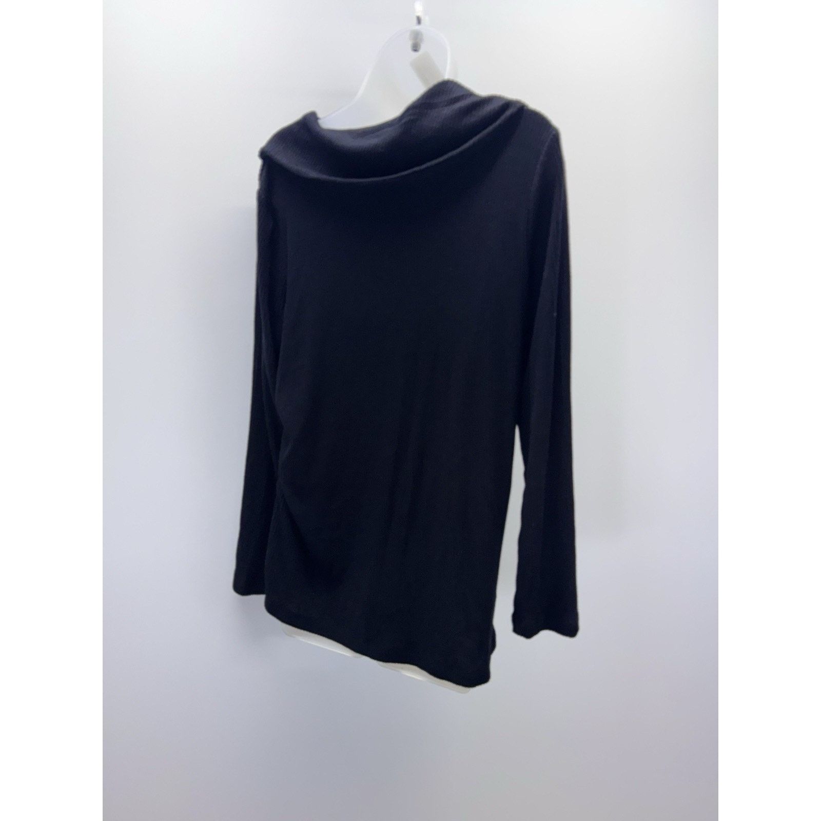 Chicos CHICOS Black Rayon Blend Split Cowl Neck Long Sleeve Tunic Size S / US 4 / IT 40 - 3 Thumbnail
