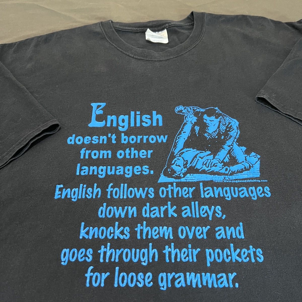 Vintage Vtg. English doesn't borrow from other languages Tee Faded Size US XXL / EU 58 / 5 - 1 Thumbnail
