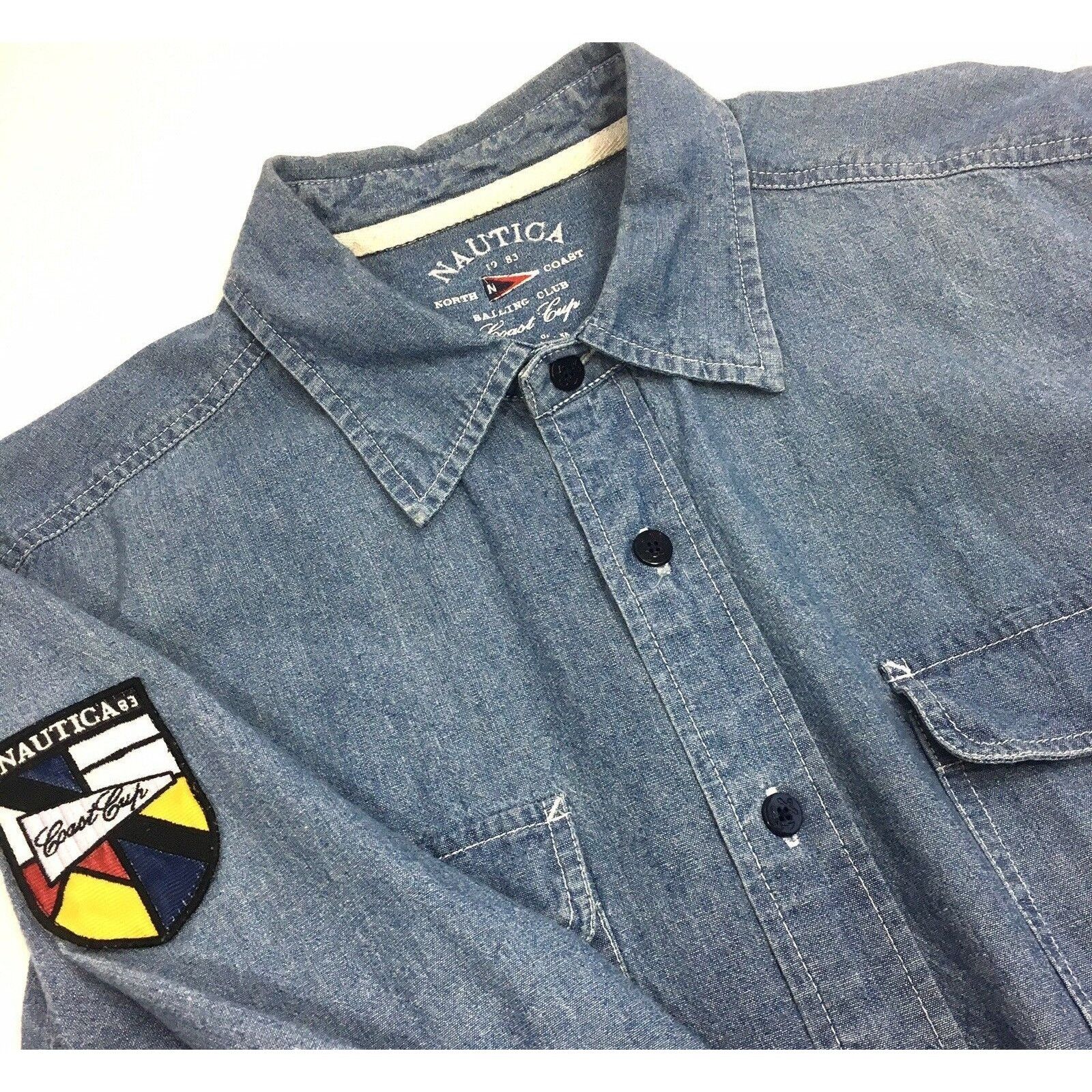 Nautica Vtg Nautica COAST Cup 1983 CHAMBRAY Blue Sailing Yacht Shirt Size US L / EU 52-54 / 3 - 1 Thumbnail