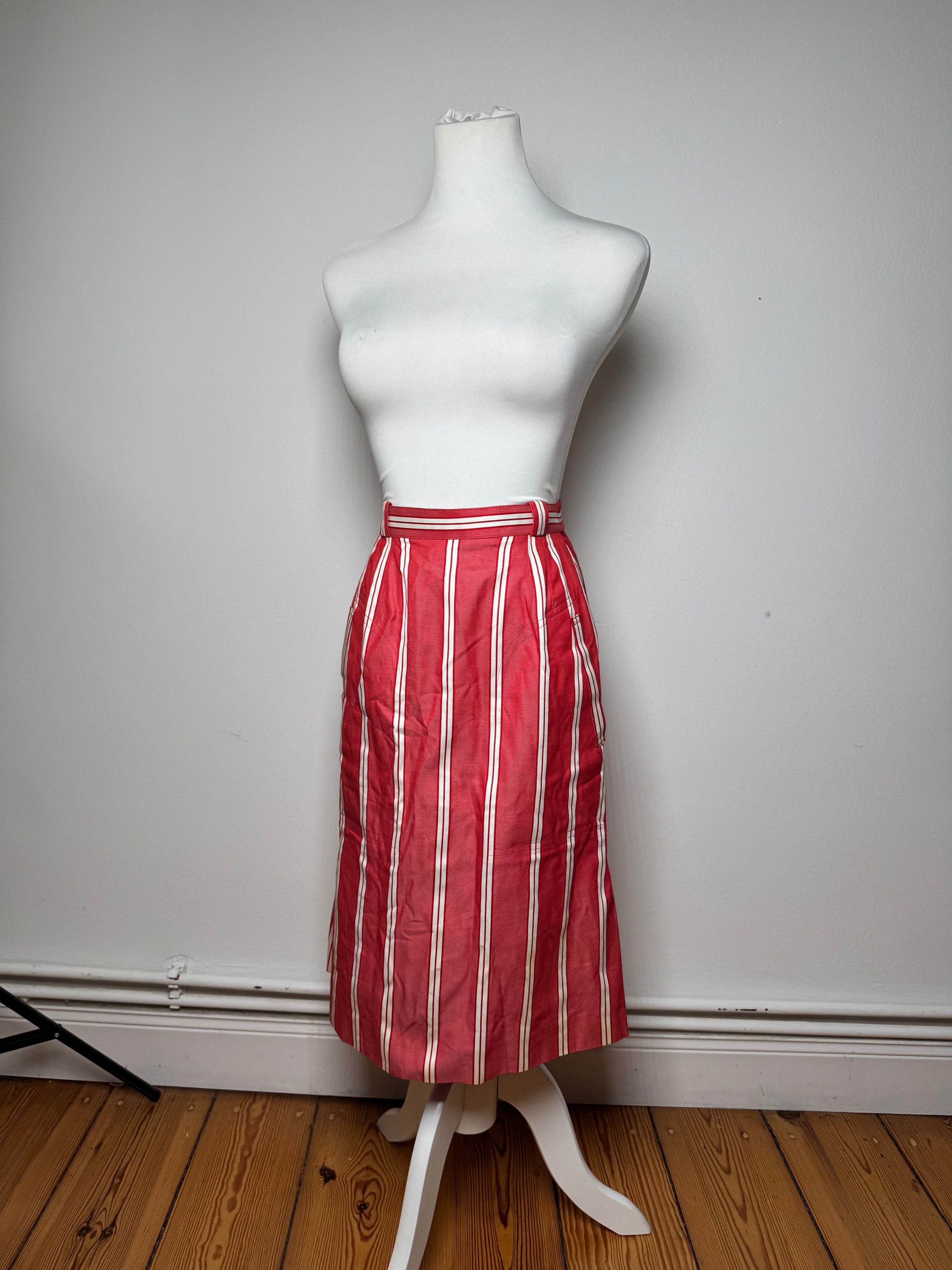 Dior Vintage Skirt Red White Striped 36/S Size 27" / US 4 / IT 40 - 1 Thumbnail