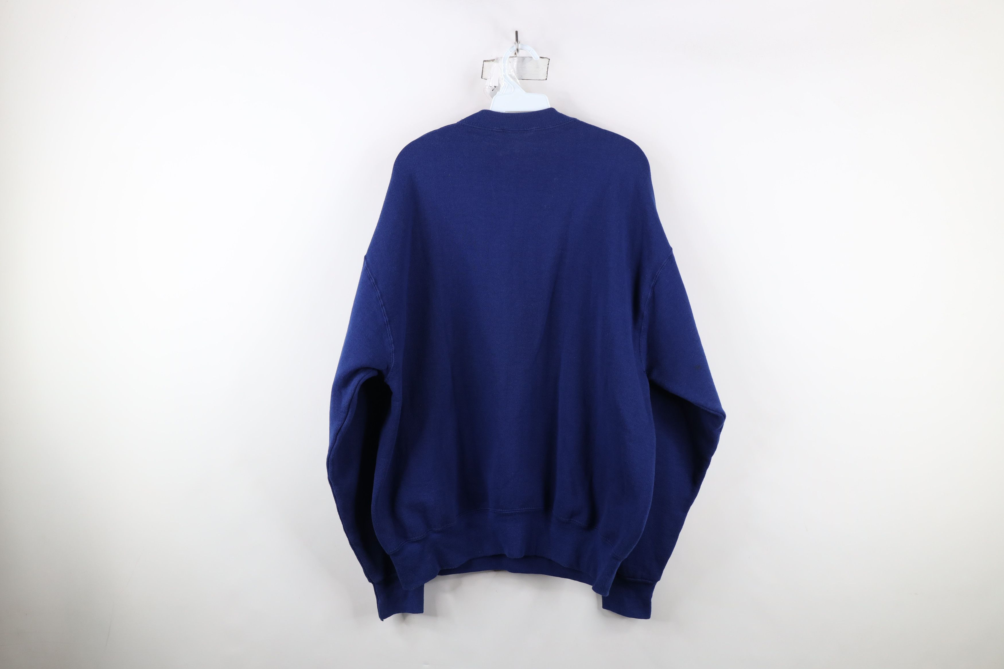 Vintage Vintage 90s Streetwear Blank Heavyweight Sweatshirt Blue USA Size US XL / EU 56 / 4 - 10 Thumbnail