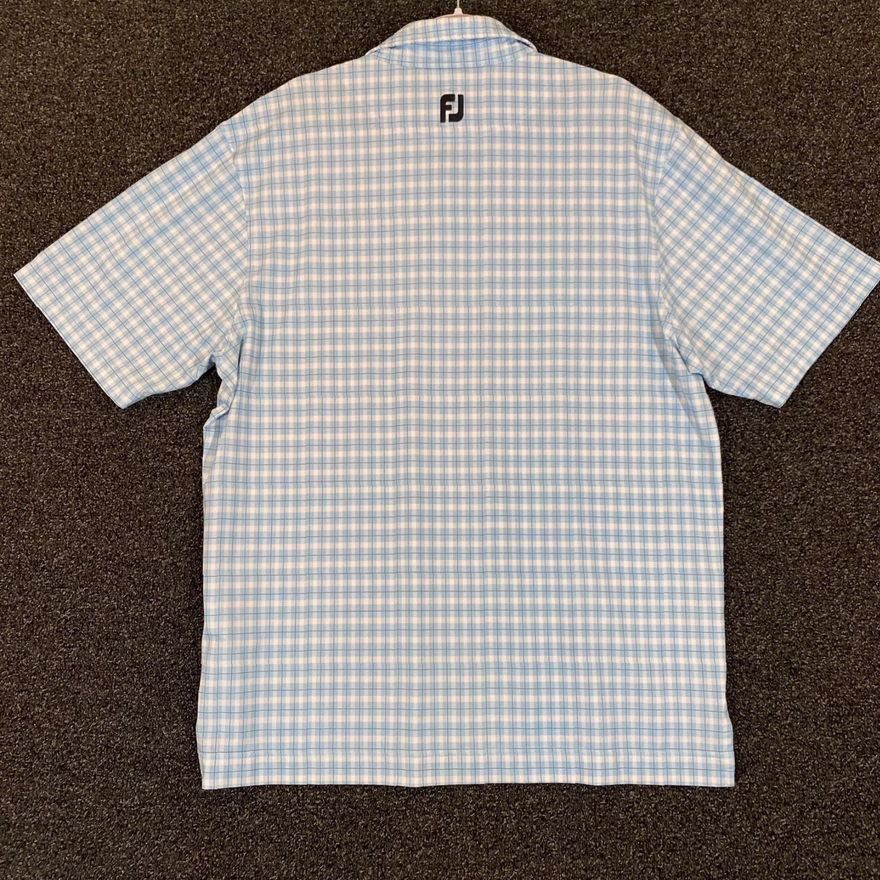 Footjoy FootJoy Polo Shirt Mens Large Blue White Plaid Performance Stretch Golf Sport Size US L / EU 52-54 / 3 - 7 Thumbnail