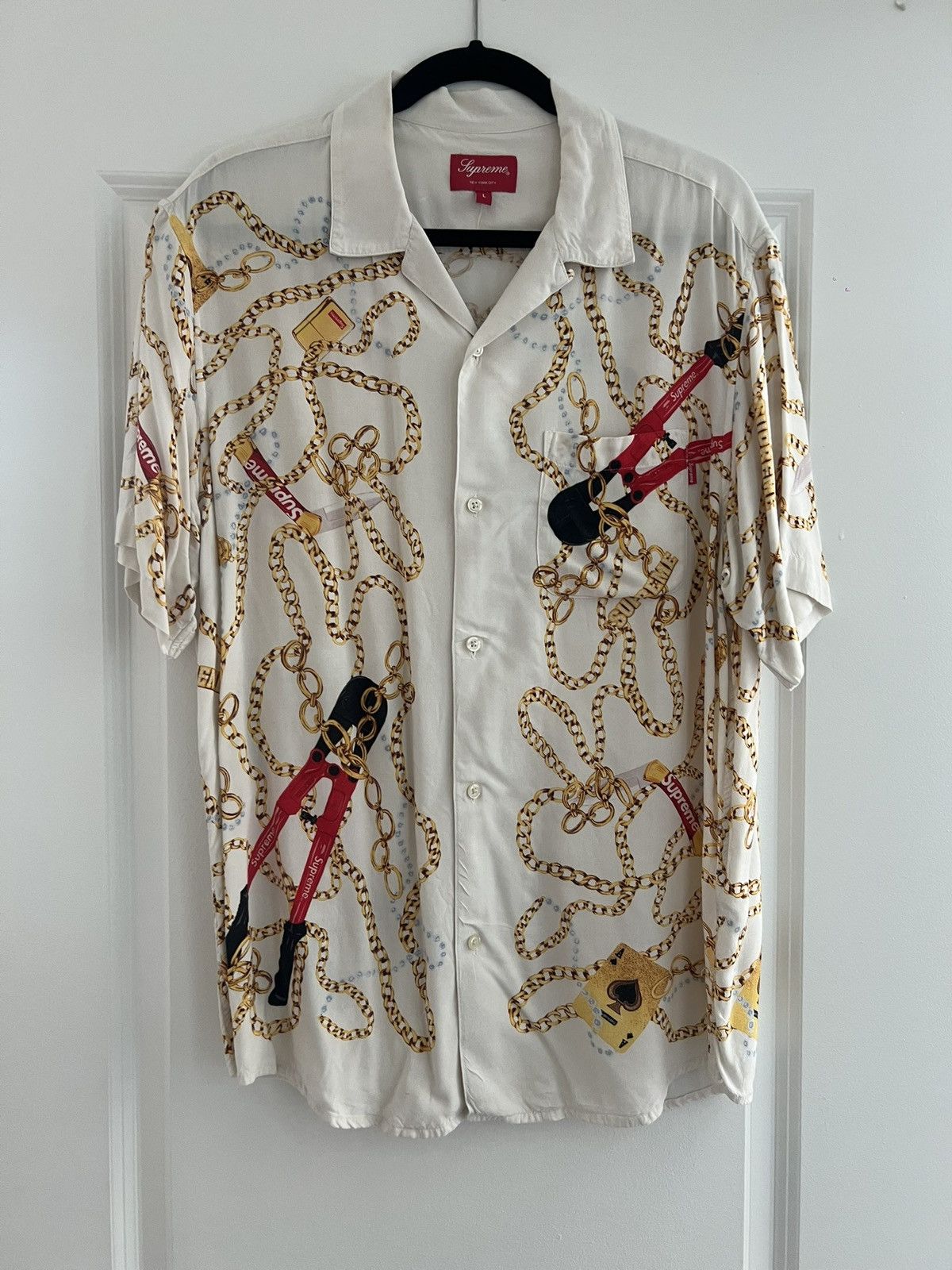 Supreme Supreme Chains Rayon S/S Shirt Size US L / EU 52-54 / 3 - 2 Thumbnail