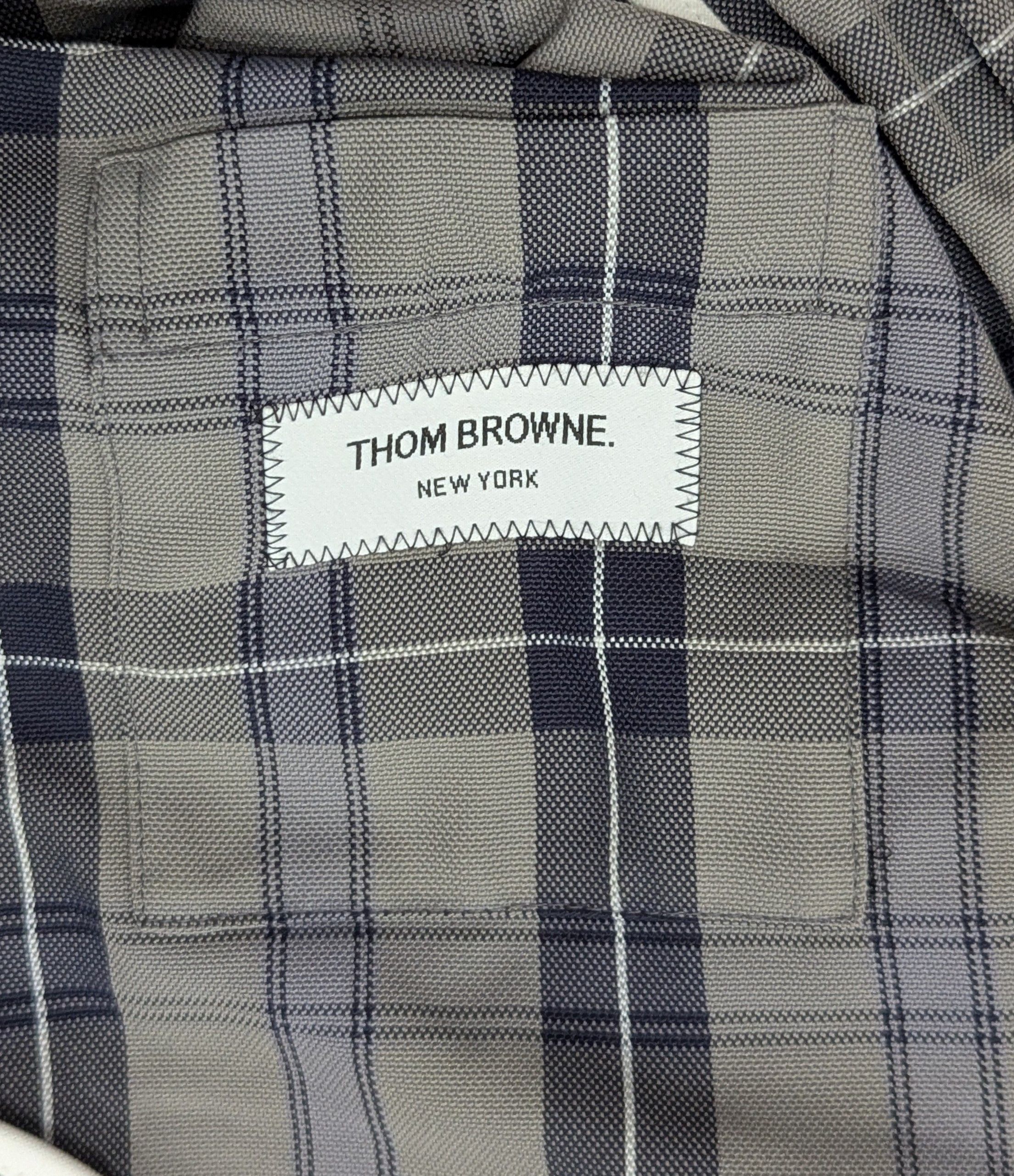 Thom Browne THOM BROWNE Plaid Curved Hem Shacket Shirt Jacket Gray 4 Size US XL / EU 56 / 4 - 7 Thumbnail