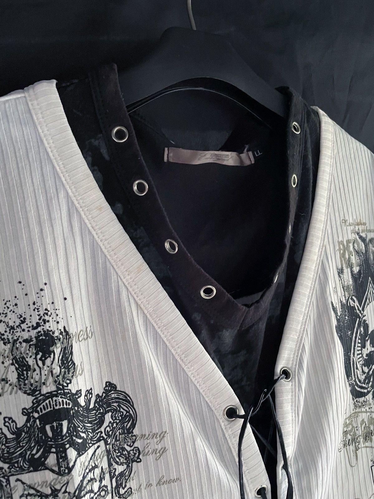 14th Addiction JAPANESE POEM DOUBLE LAYER PUNK STYLE LONG SLEEVE Size US L / EU 52-54 / 3 - 7 Thumbnail