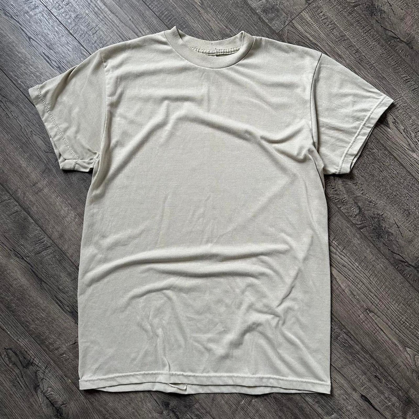 Vintage Perfect Vintage 90s Military Blank Tan Cream Basic Tee Shirt Size US M / EU 48-50 / 2 - 5 Thumbnail