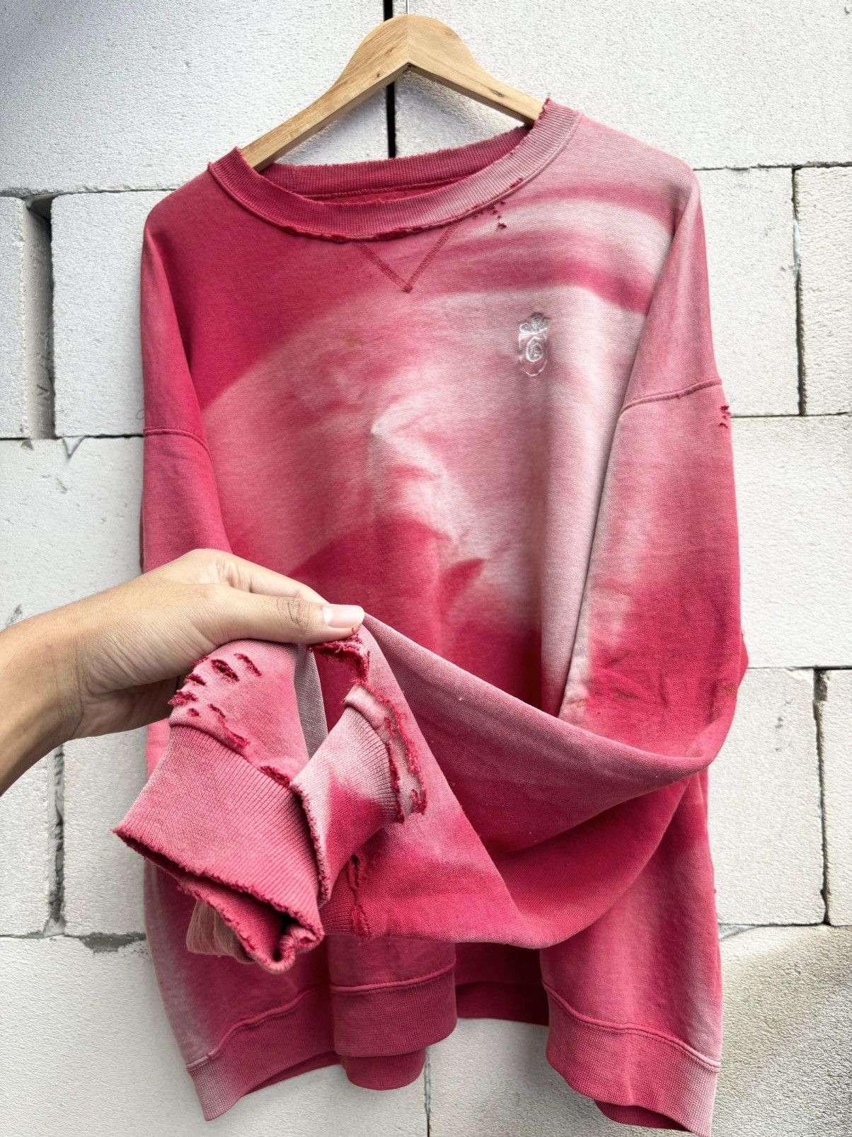 Vintage Distressed Thrashed Red Faded Sweatshirt ERD Boxy Size US XL / EU 56 / 4 - 12 Thumbnail