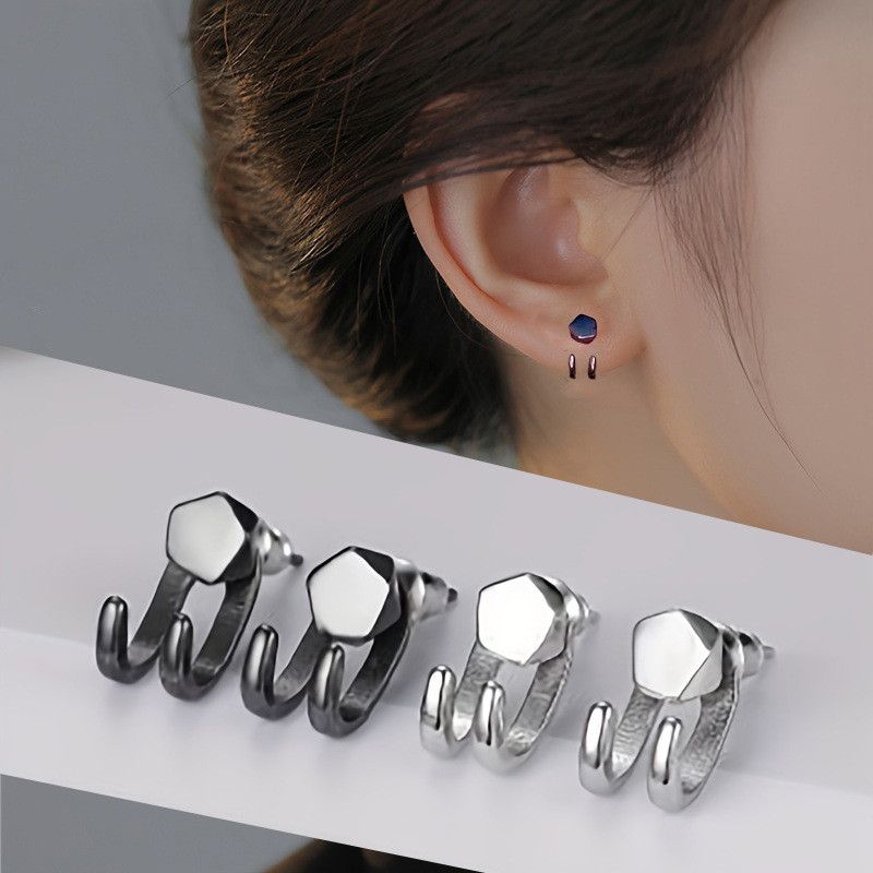 Jewelry Hip-hop Earrings One Pairs Chrome Jewelry Size ONE SIZE - 1 Thumbnail